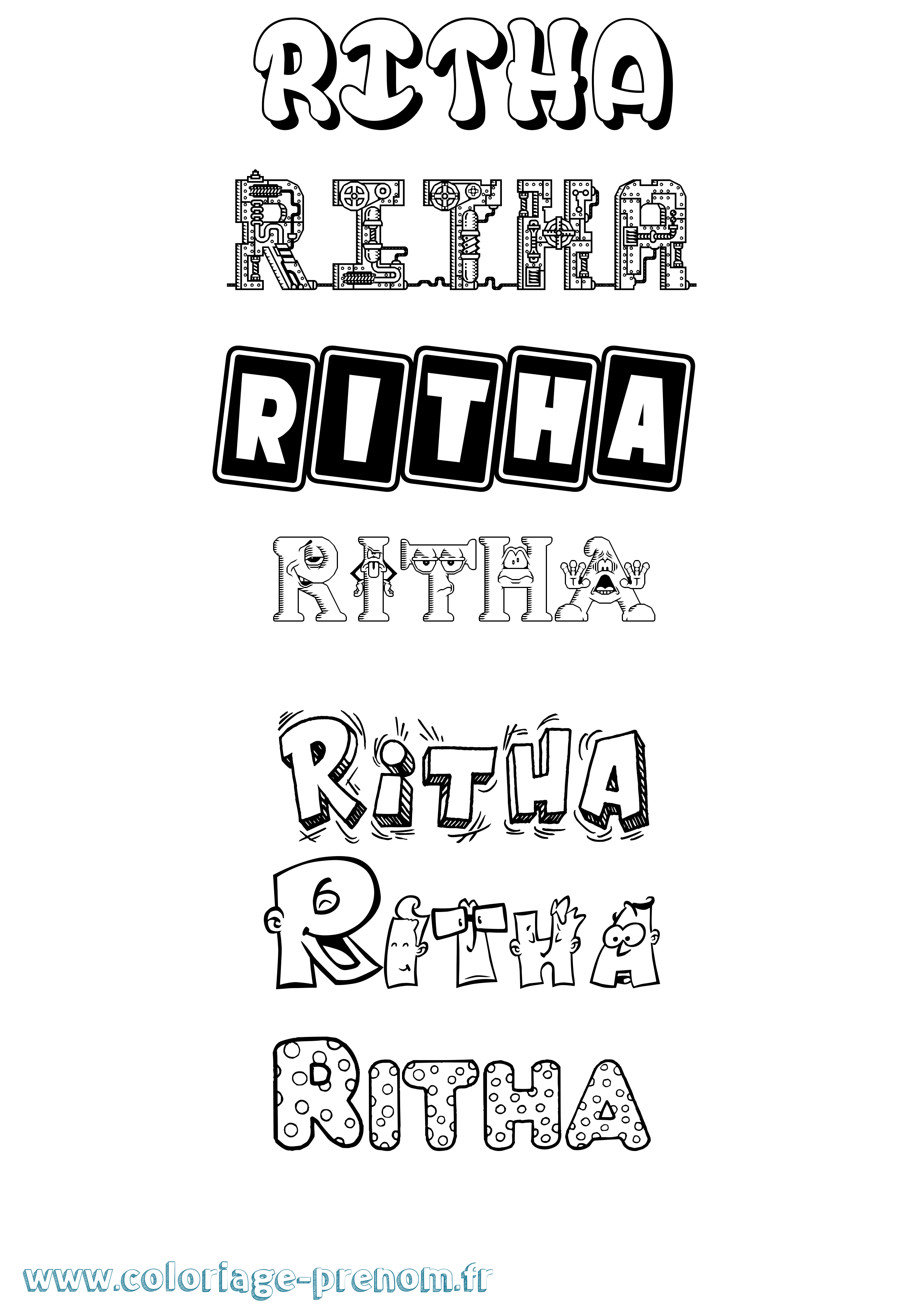 Coloriage Ritha Fun Coloriage prénom Ritha Fun