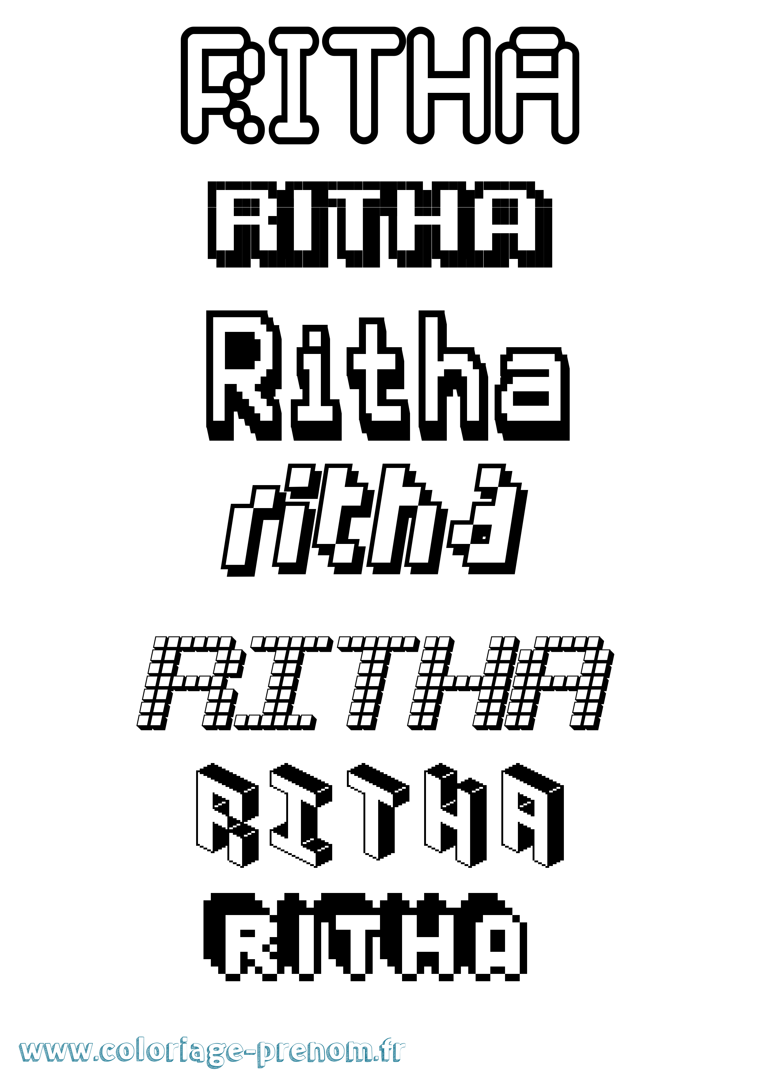 Coloriage Ritha Pixel Coloriage prénom Ritha Pixel