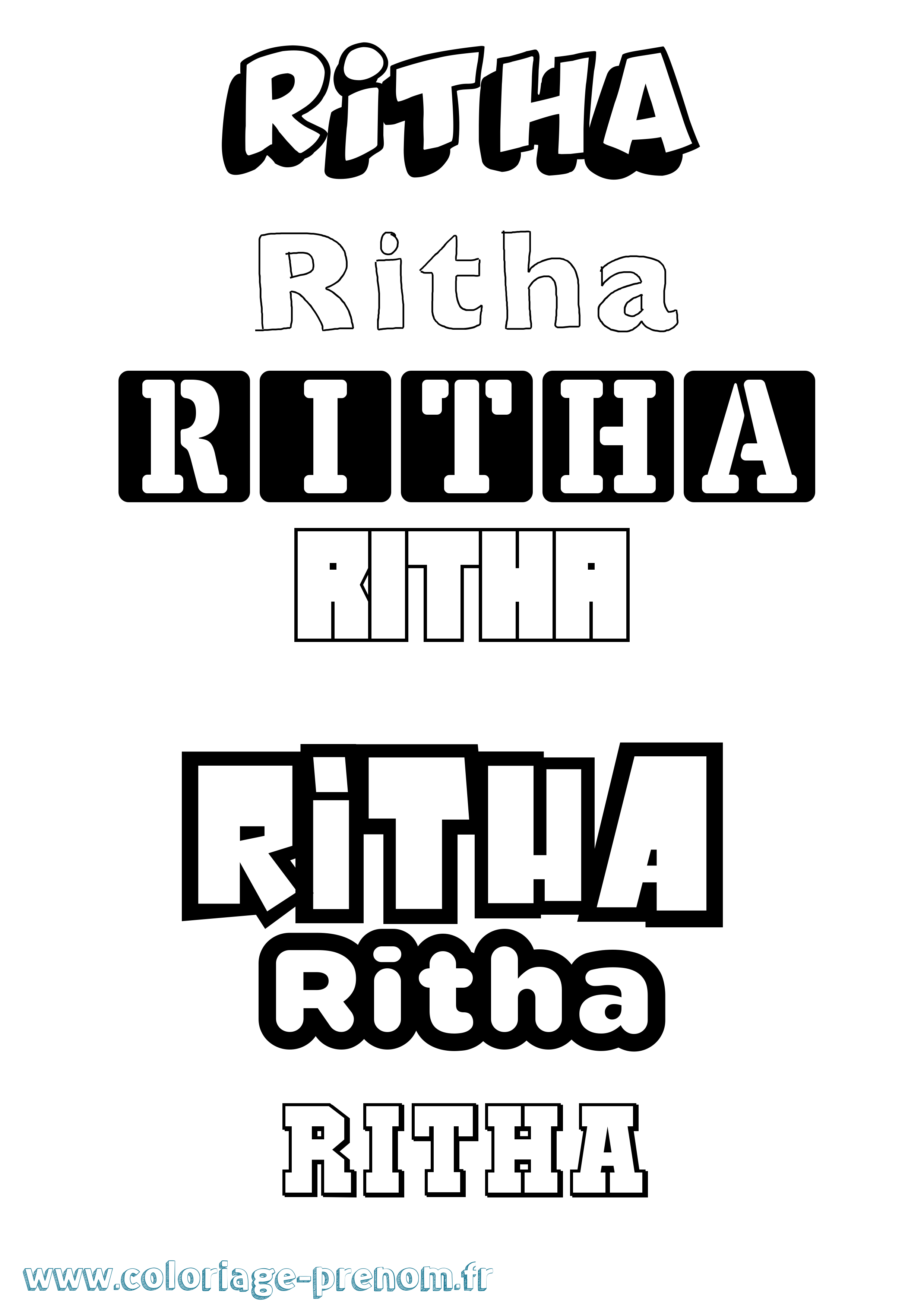 Coloriage Ritha Simple Coloriage prénom Ritha Simple