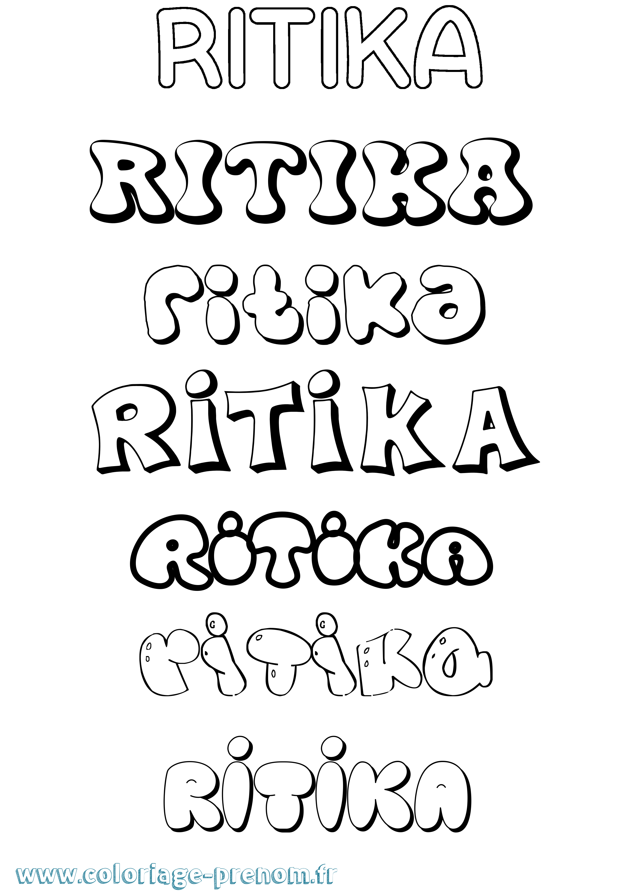 Coloriage Ritika Bubble Coloriage prénom Ritika Bubble