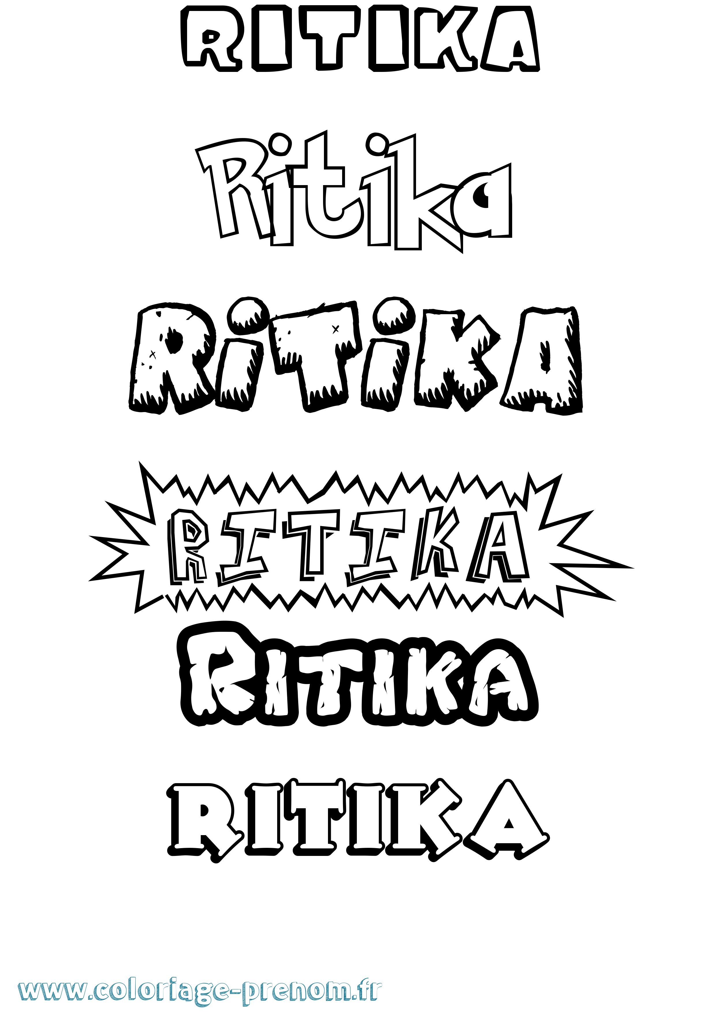 Coloriage Ritika Dessin Animé Coloriage prénom Ritika Dessin Animé
