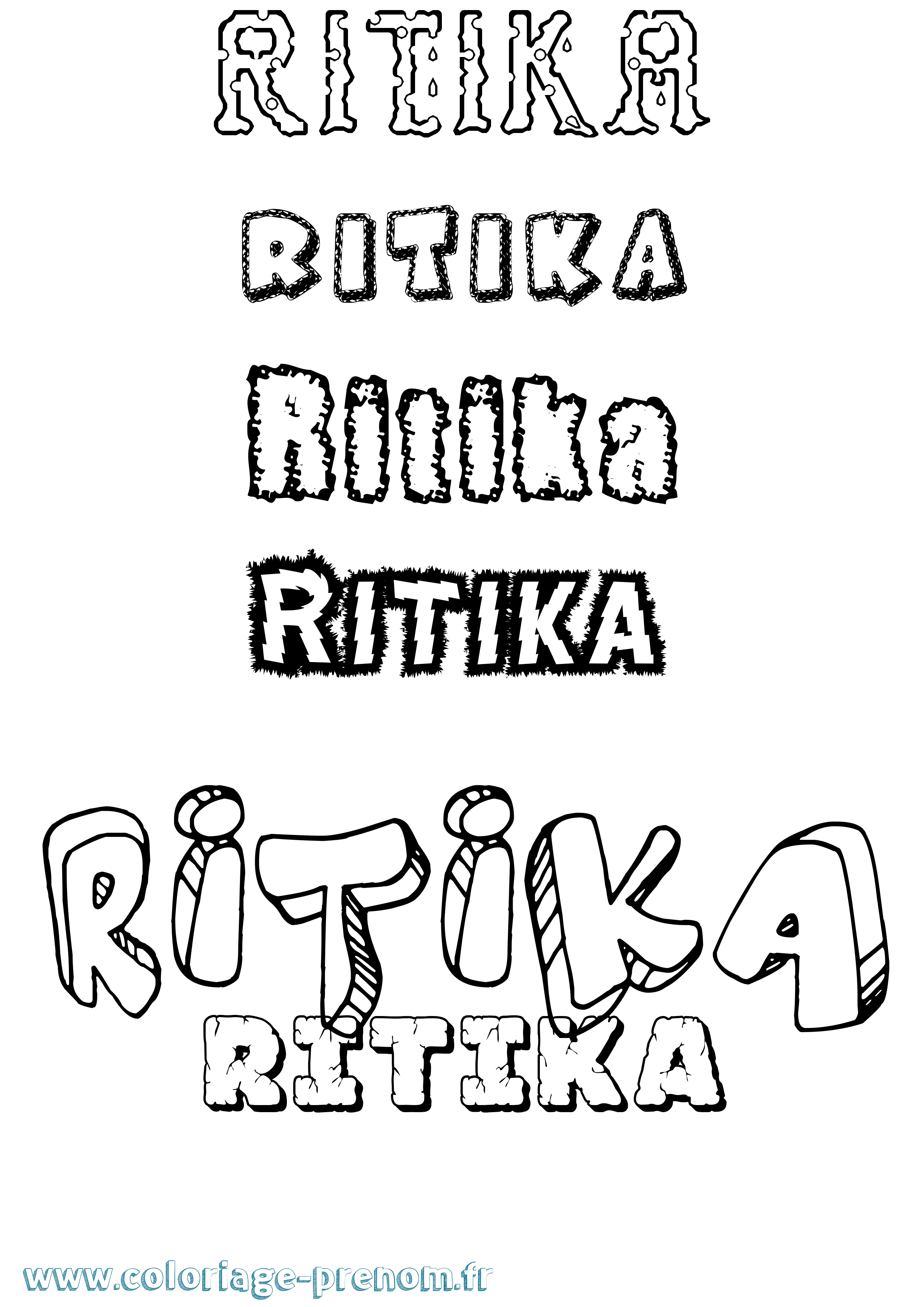 Coloriage Ritika Destructuré Coloriage prénom Ritika Destructuré