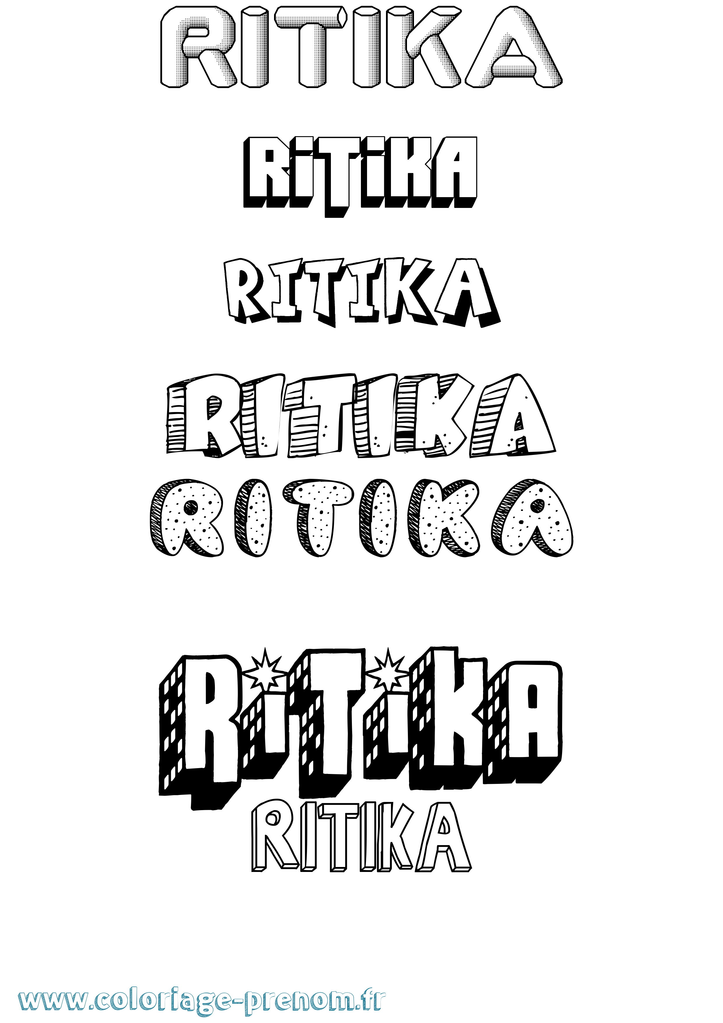 Coloriage Ritika Effet 3D Coloriage prénom Ritika Effet 3D