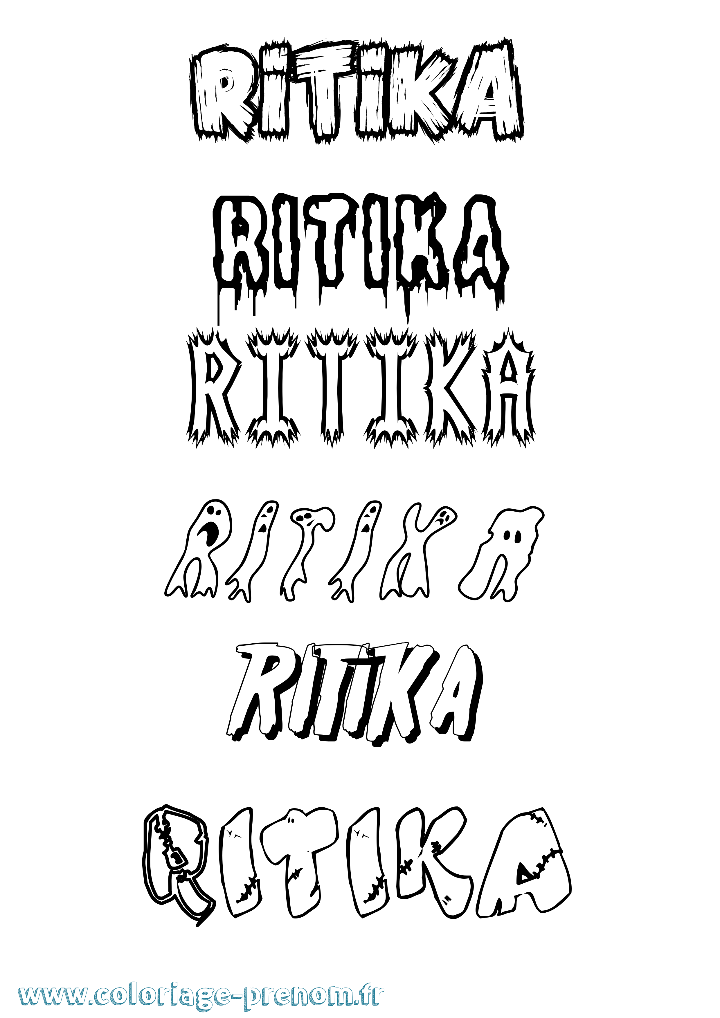 Coloriage Ritika Frisson Coloriage prénom Ritika Frisson