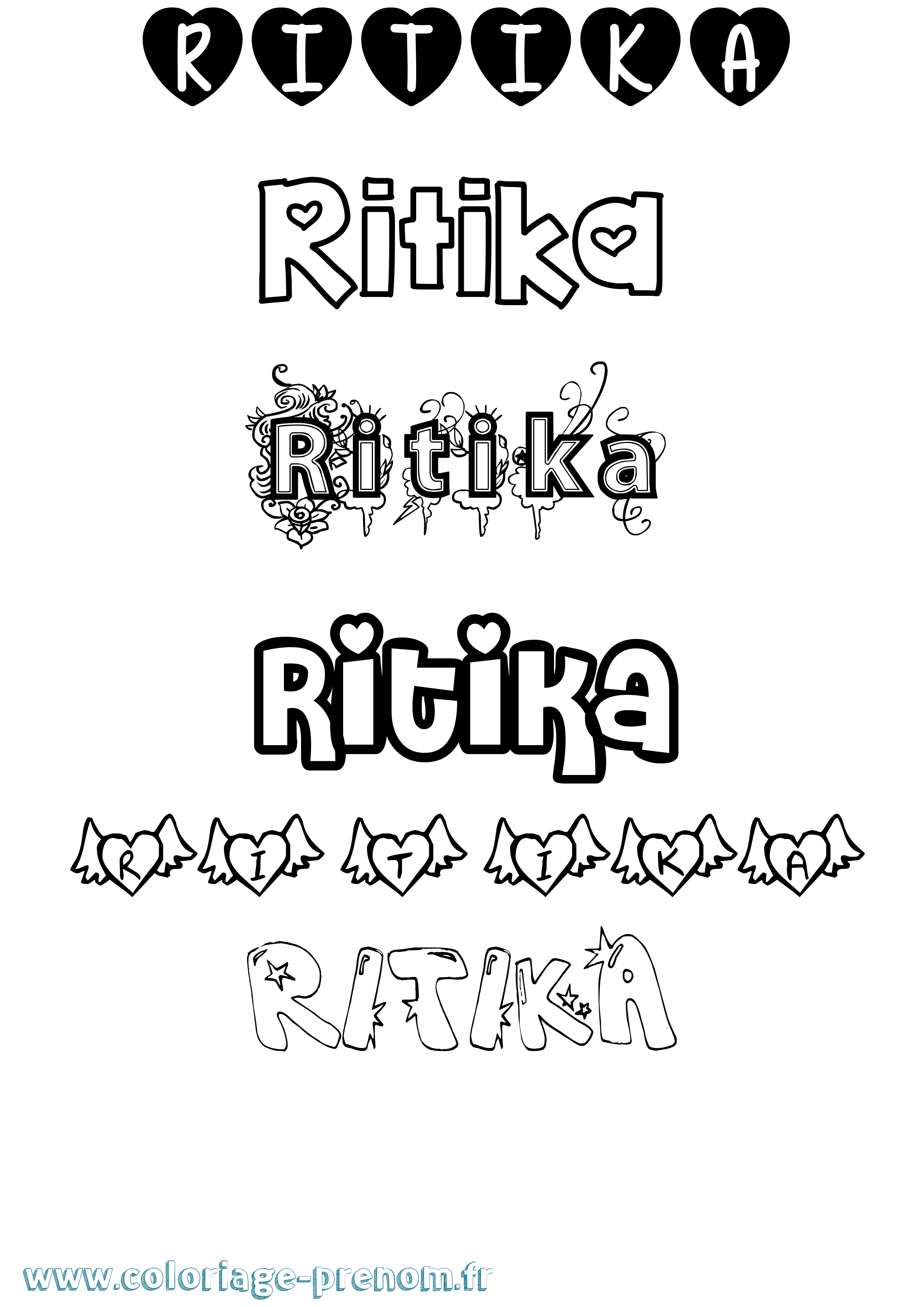 Coloriage Ritika Girly Coloriage prénom Ritika Girly