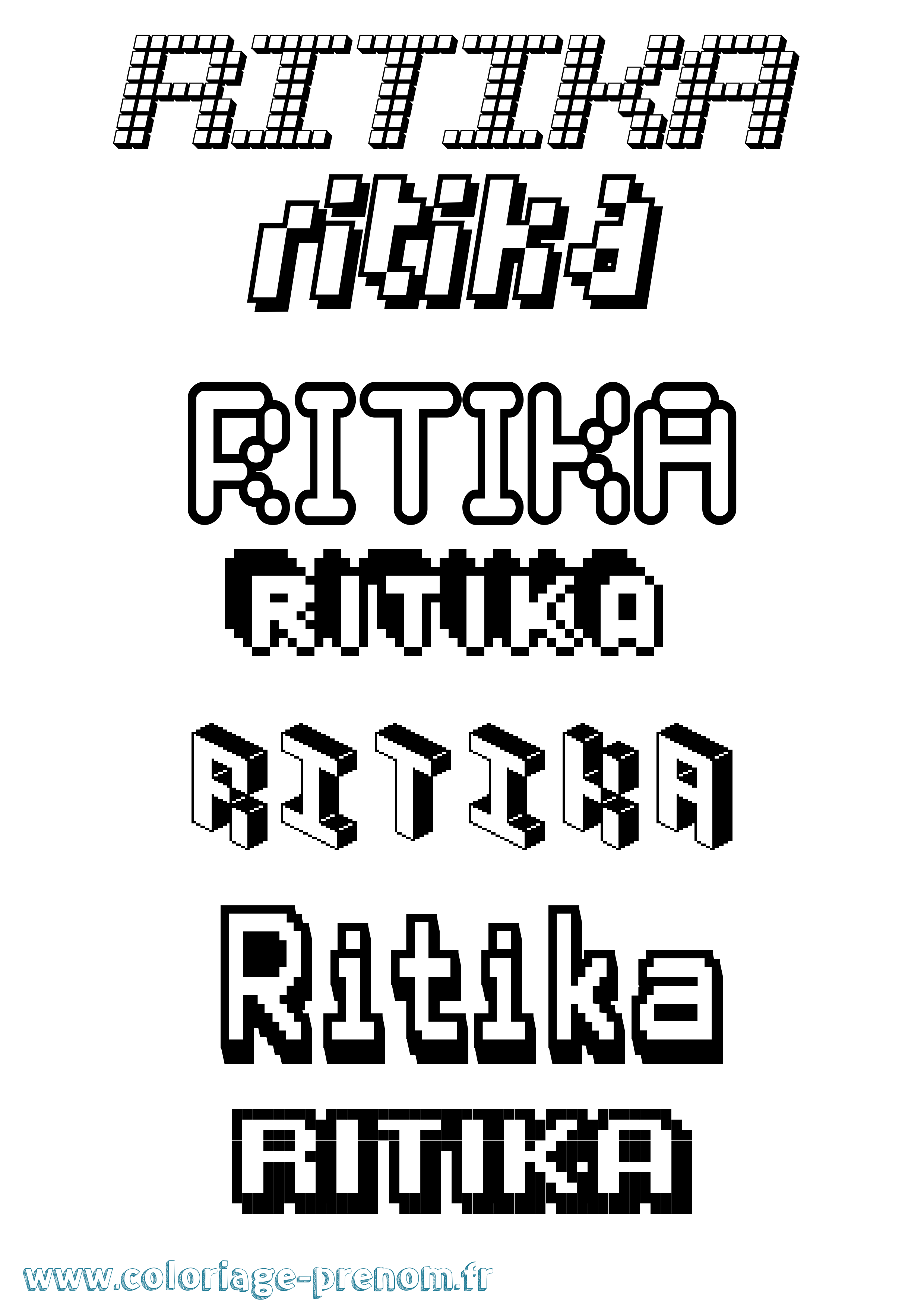 Coloriage Ritika Pixel Coloriage prénom Ritika Pixel