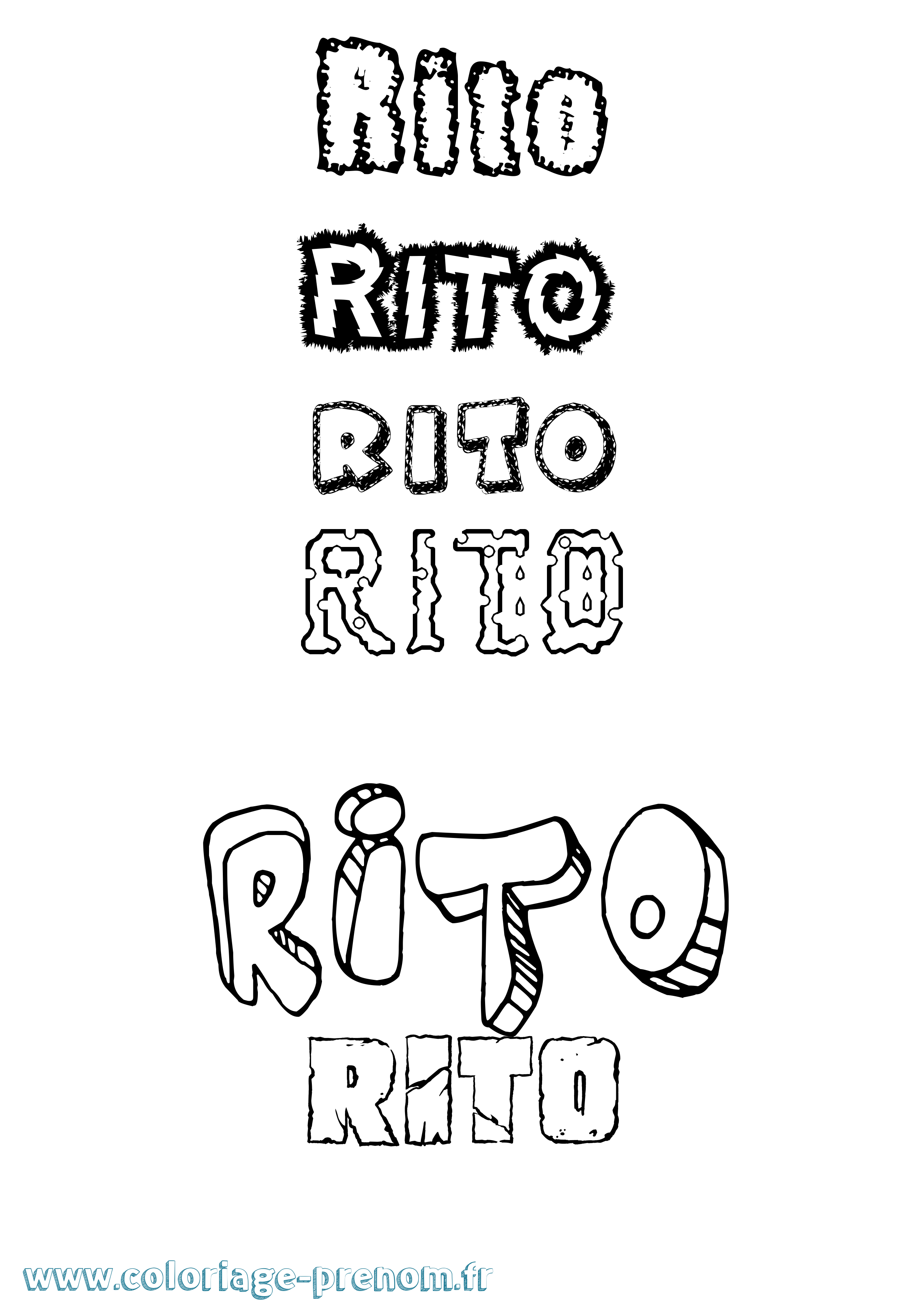 Coloriage Rito Destructuré Coloriage prénom Rito Destructuré
