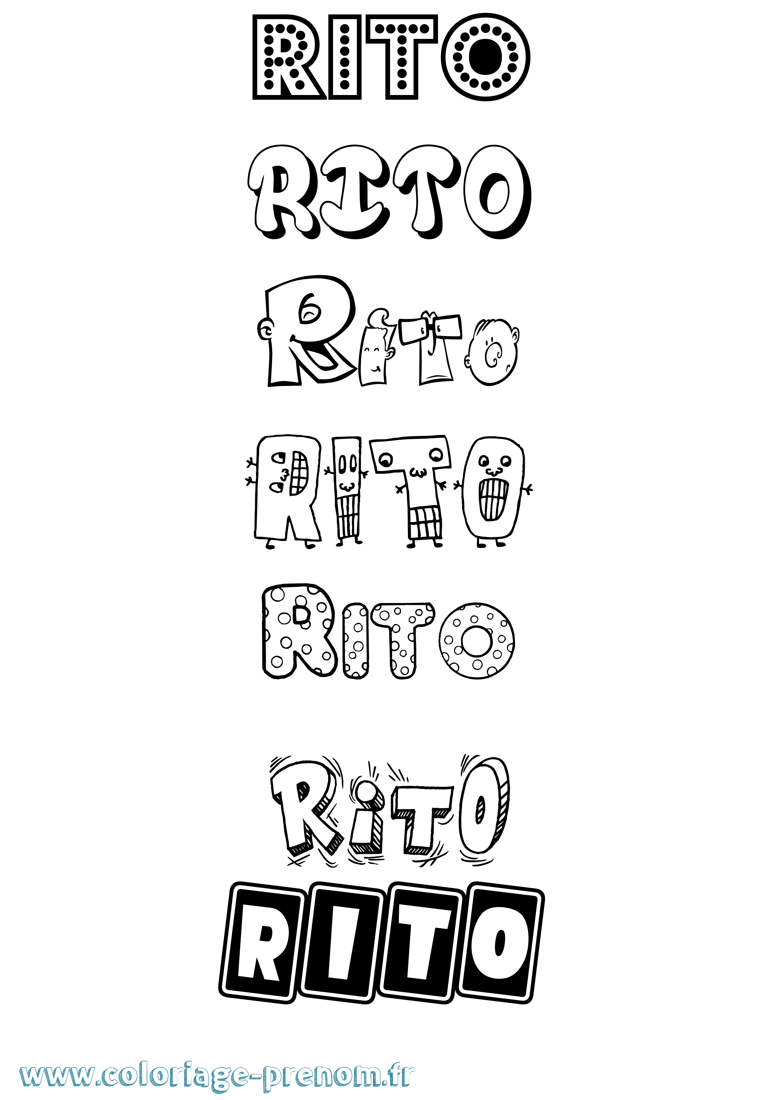 Coloriage Rito Fun Coloriage prénom Rito Fun