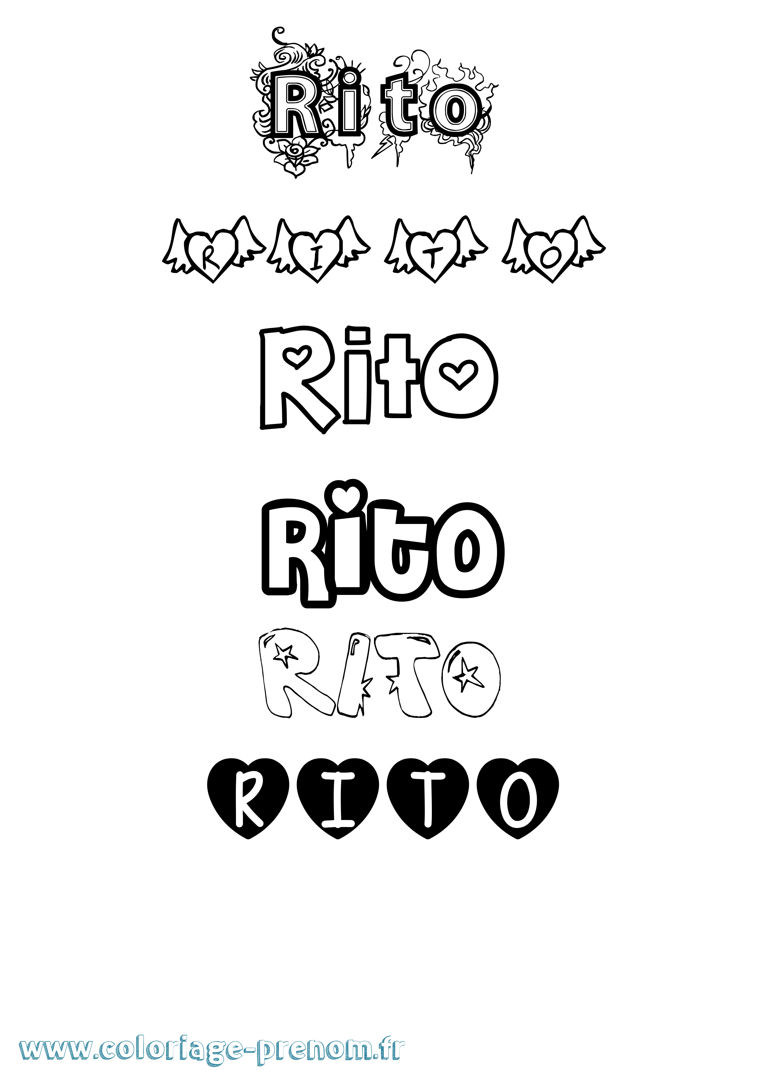 Coloriage Rito Girly Coloriage prénom Rito Girly
