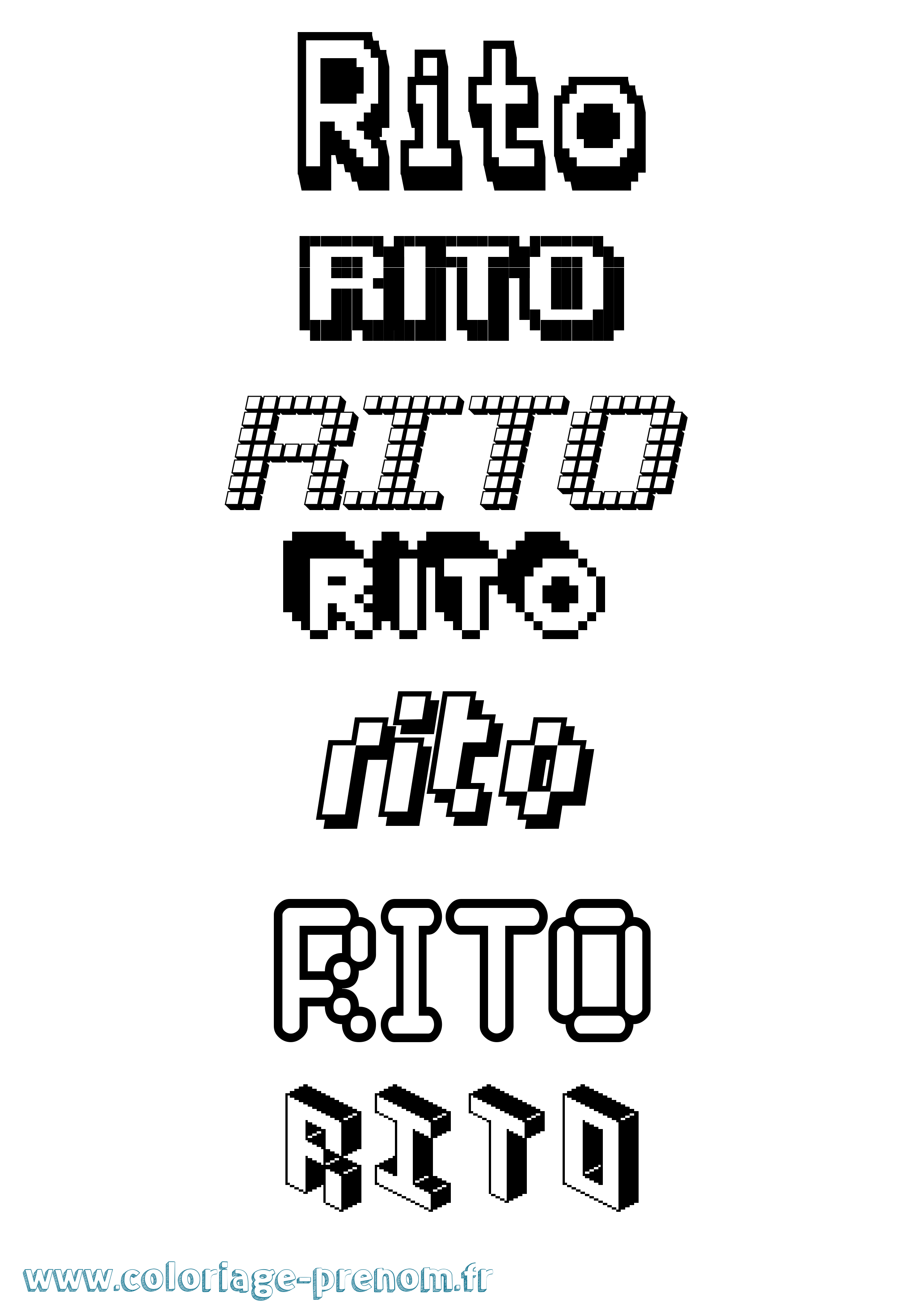 Coloriage Rito Pixel Coloriage prénom Rito Pixel