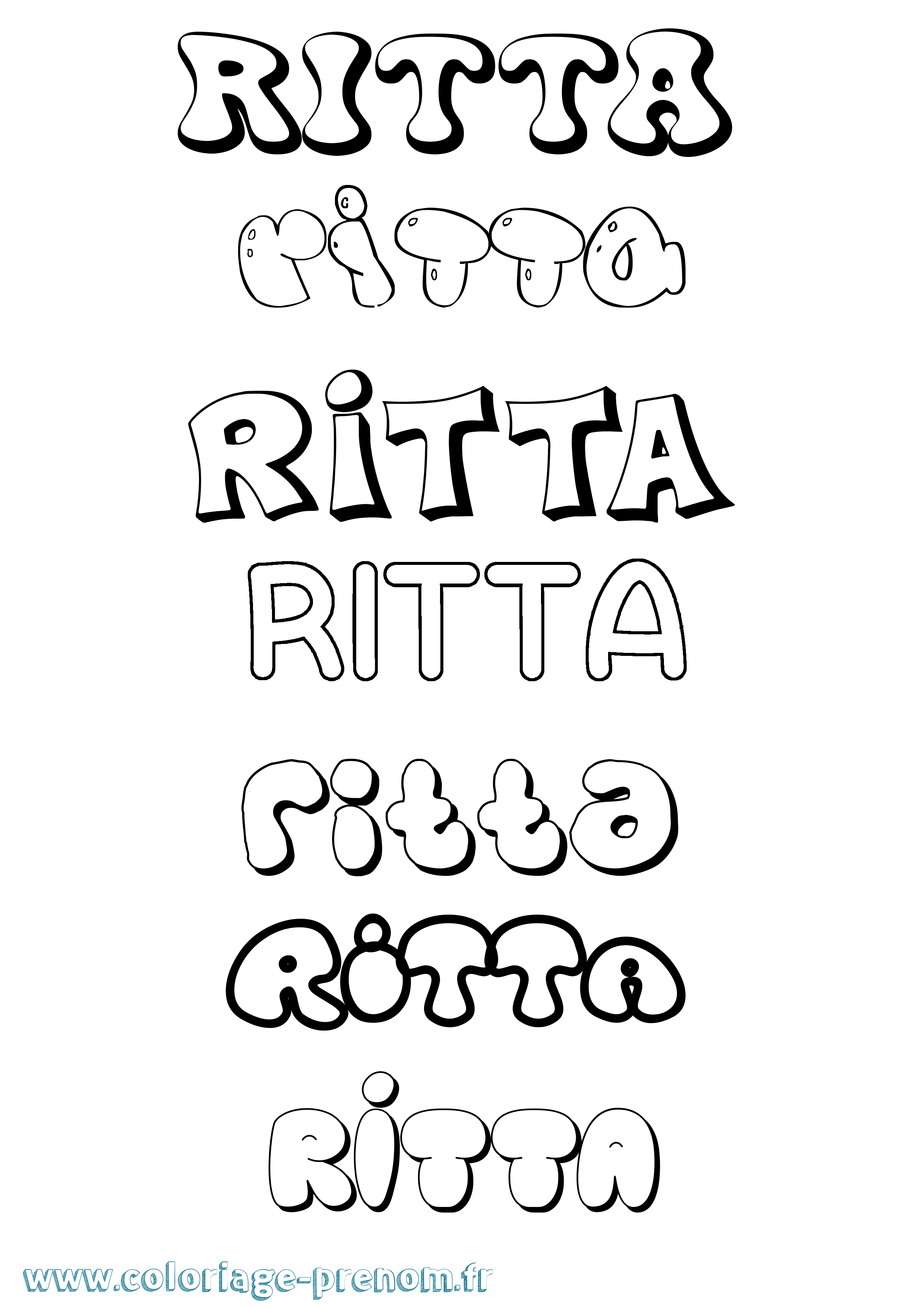 Coloriage Ritta Bubble Coloriage prénom Ritta Bubble