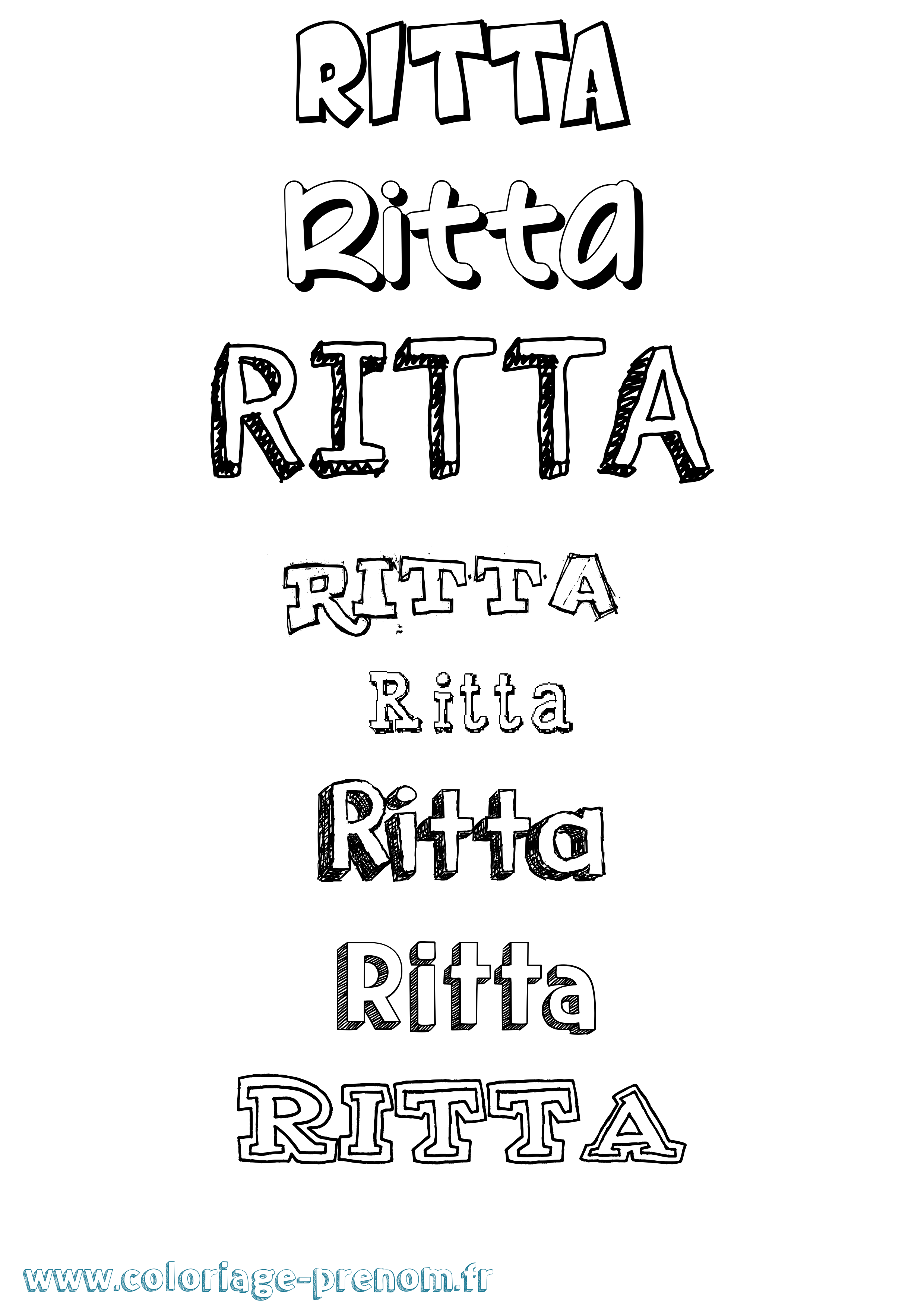 Coloriage Ritta Dessiné Coloriage prénom Ritta Dessiné