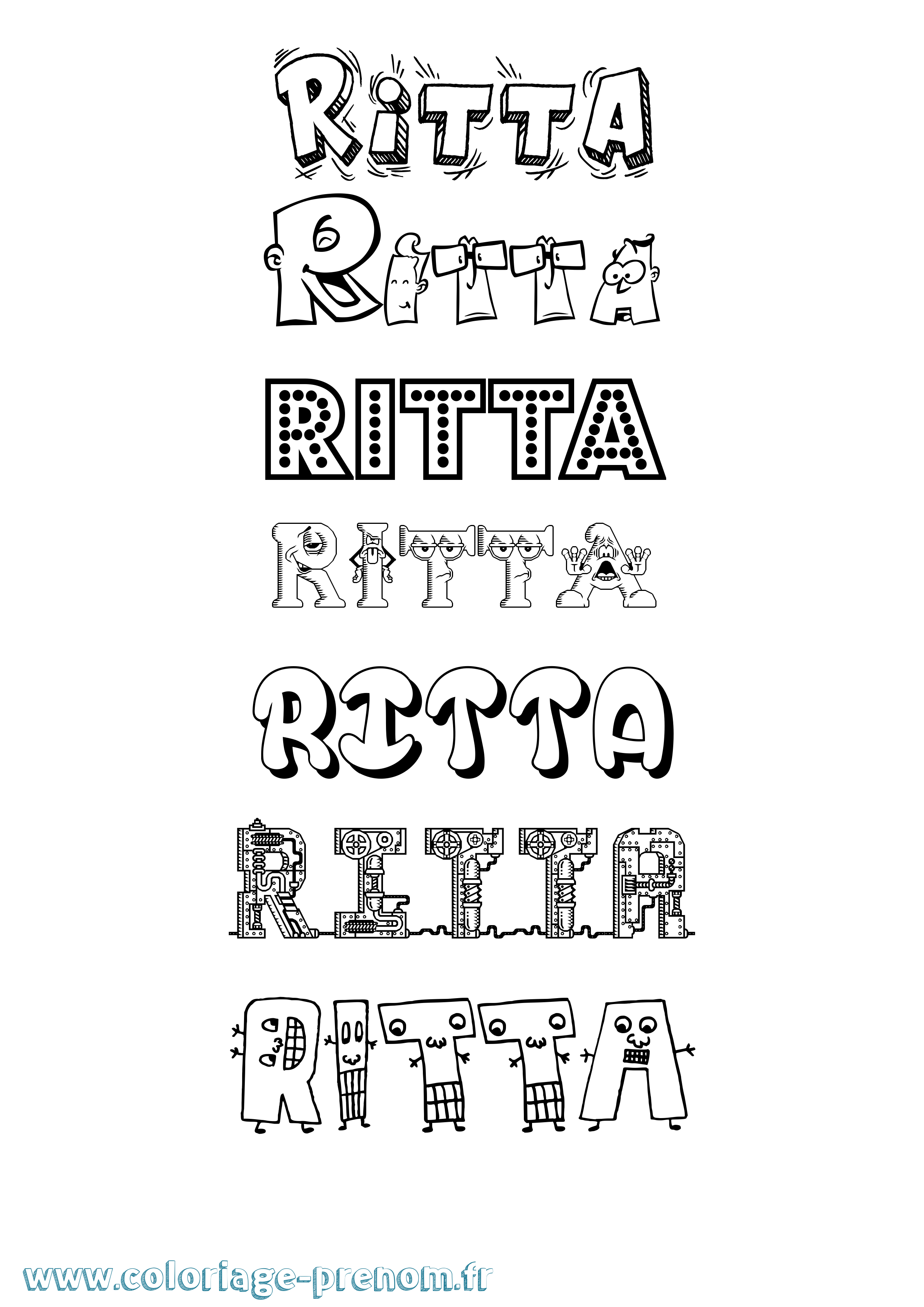 Coloriage Ritta Fun Coloriage prénom Ritta Fun