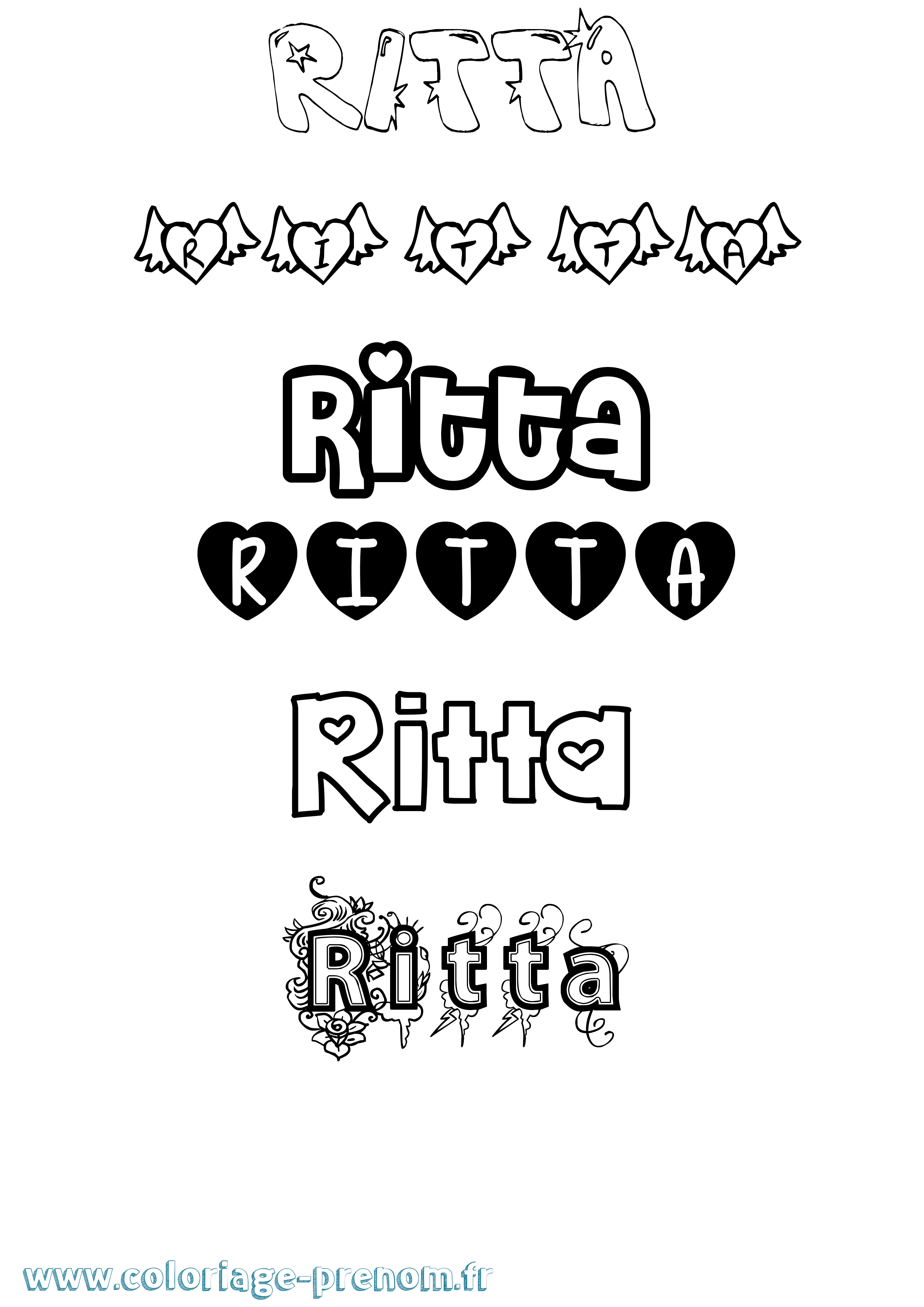Coloriage Ritta Girly Coloriage prénom Ritta Girly