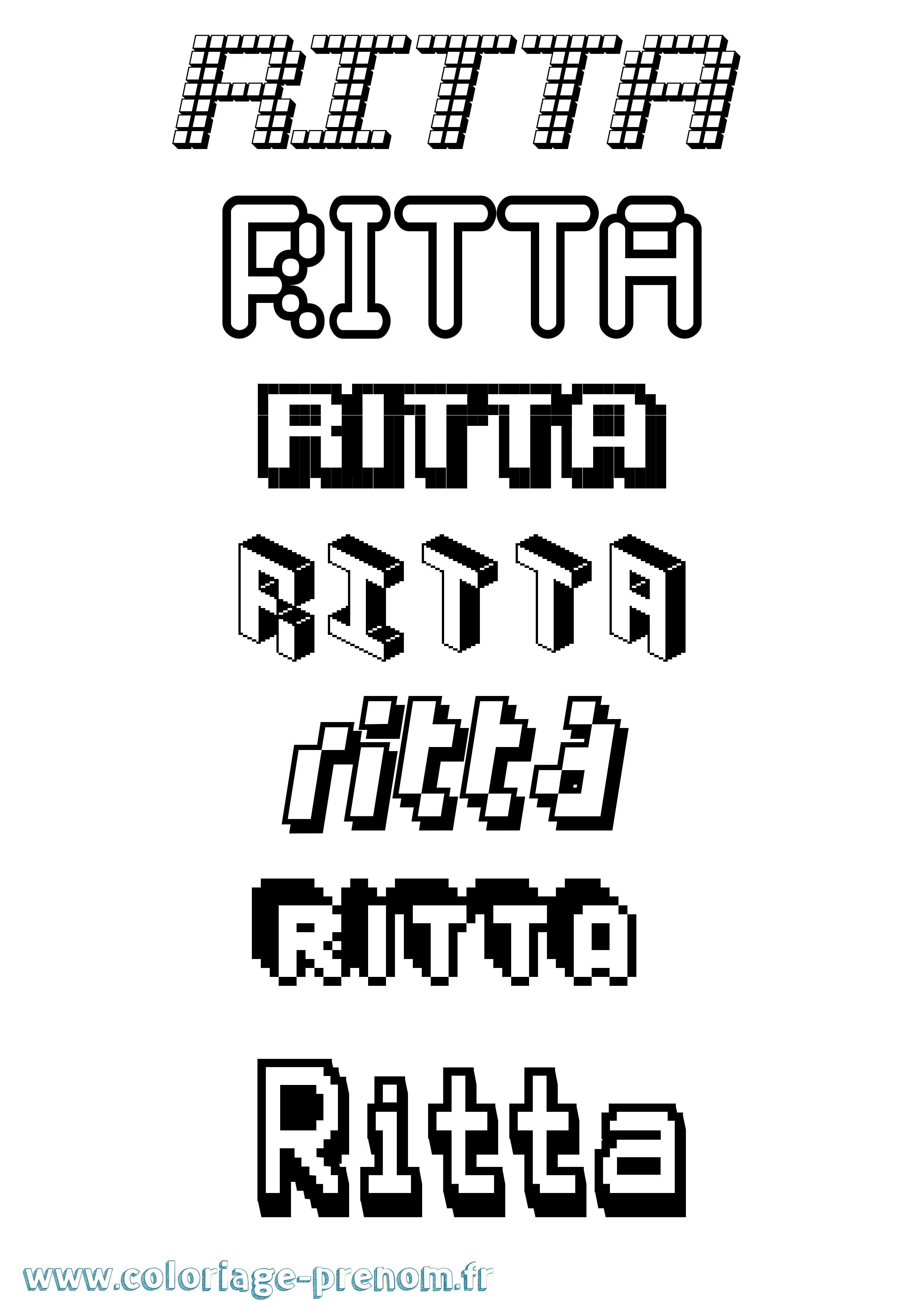 Coloriage Ritta Pixel Coloriage prénom Ritta Pixel