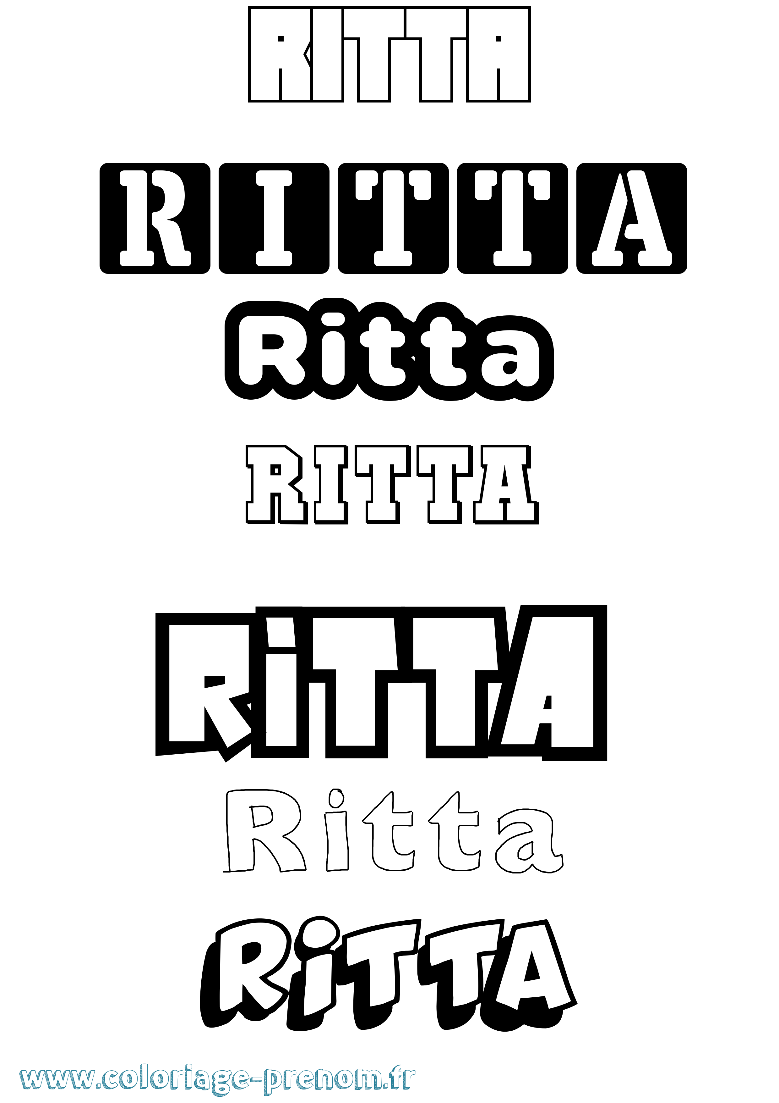 Coloriage Ritta Simple Coloriage prénom Ritta Simple