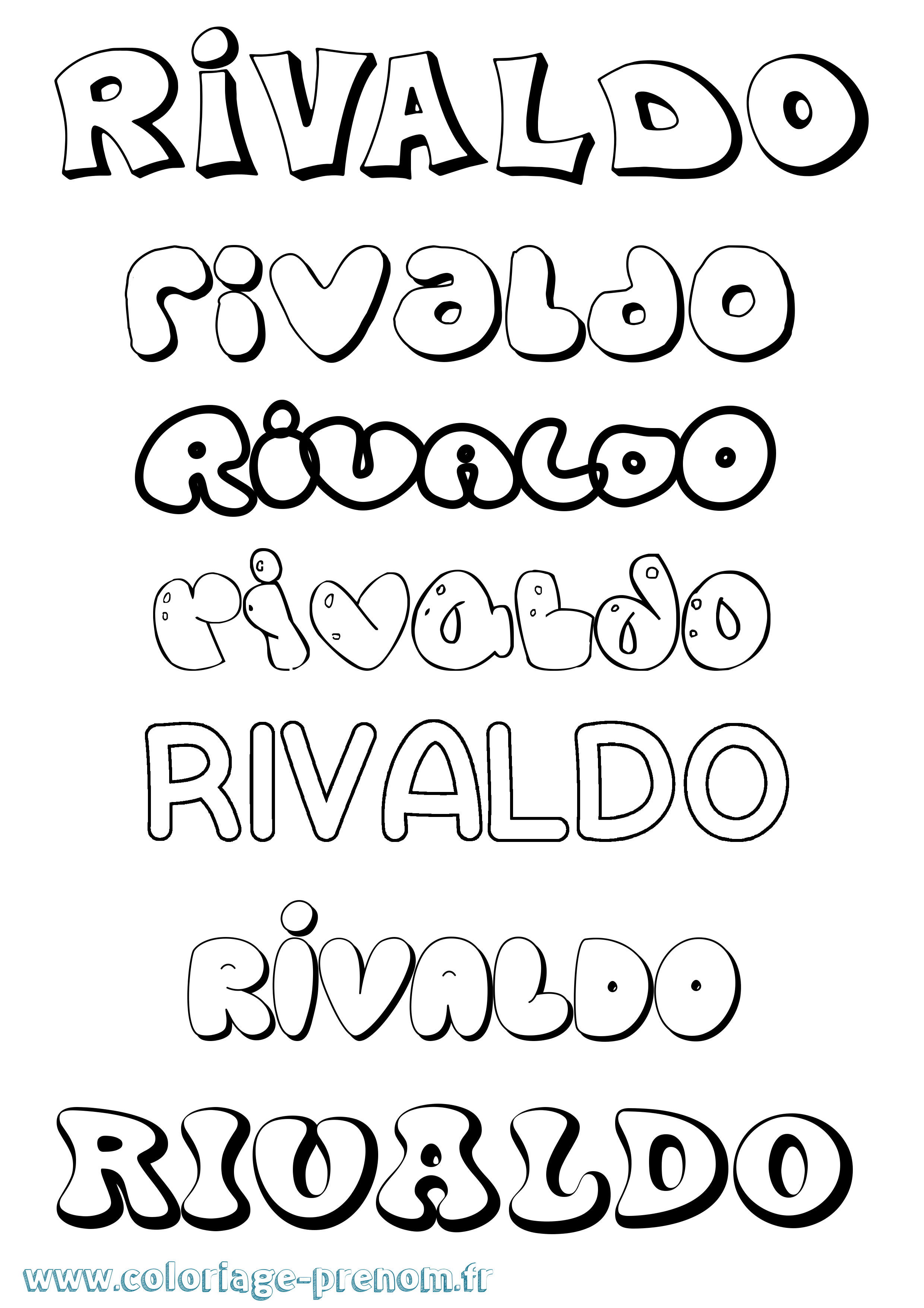 Coloriage Rivaldo Bubble Coloriage prénom Rivaldo Bubble