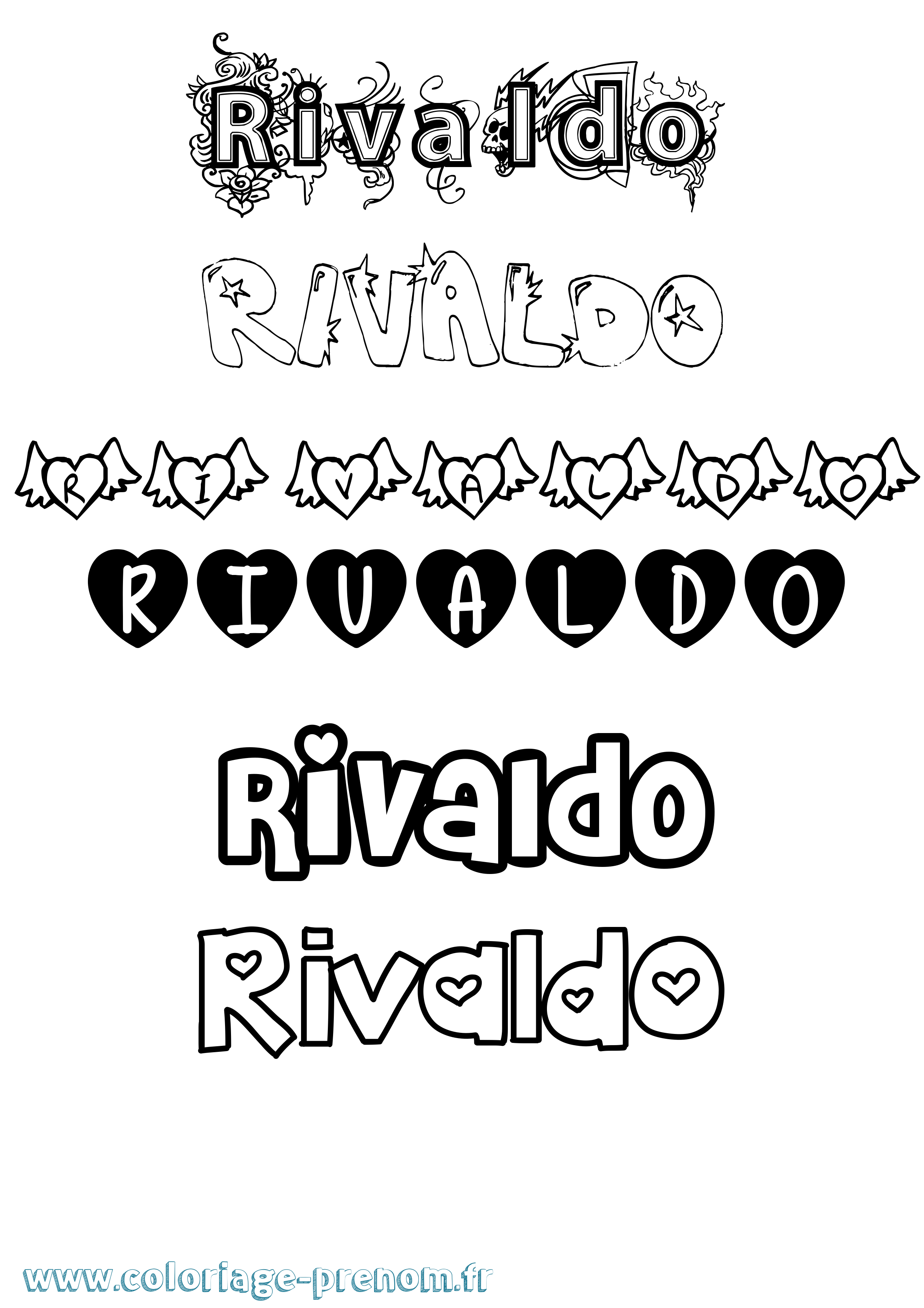 Coloriage Rivaldo Girly Coloriage prénom Rivaldo Girly