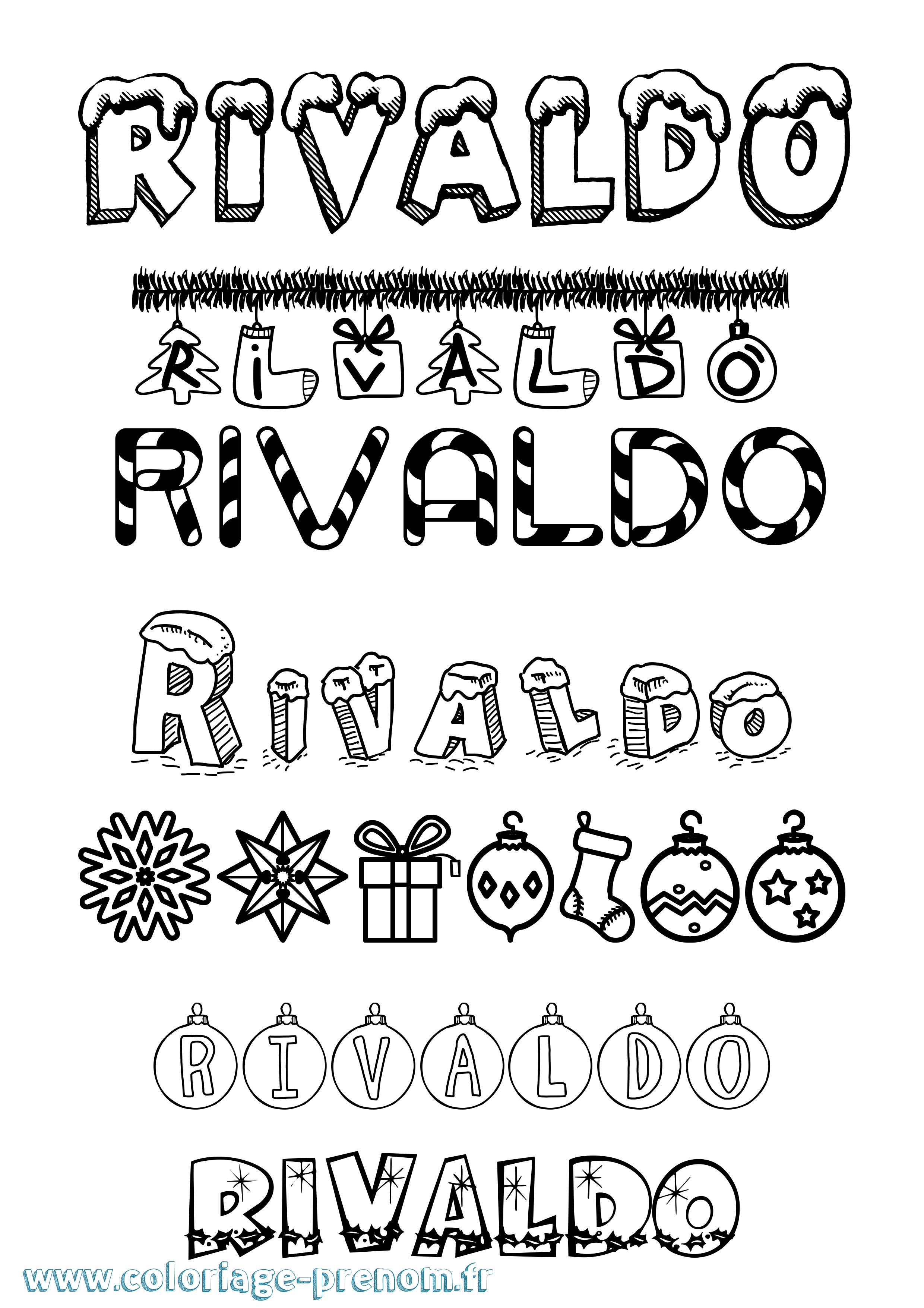 Coloriage Rivaldo Noël Coloriage prénom Rivaldo Noël