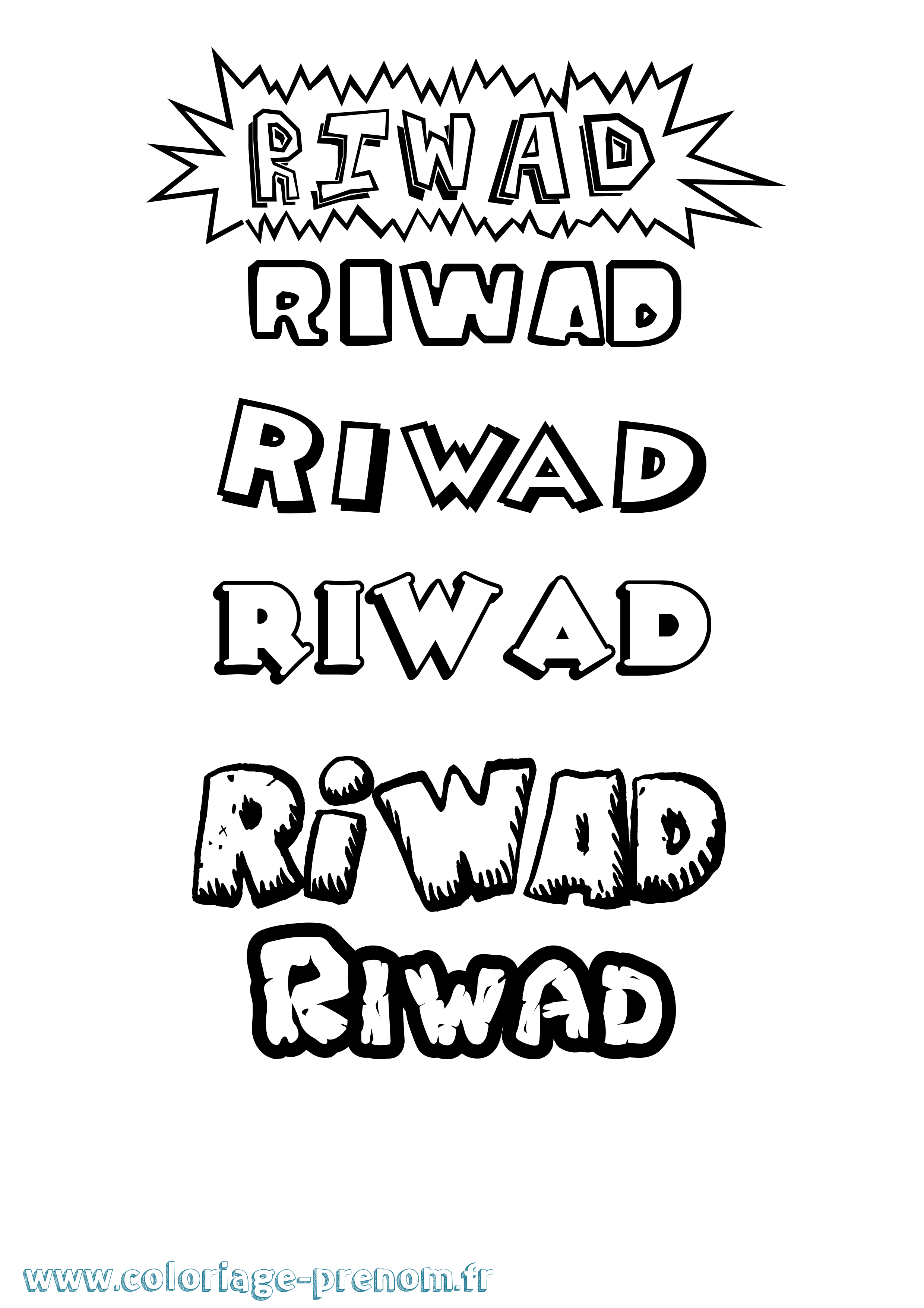 Coloriage Riwad Dessin Animé Coloriage prénom Riwad Dessin Animé