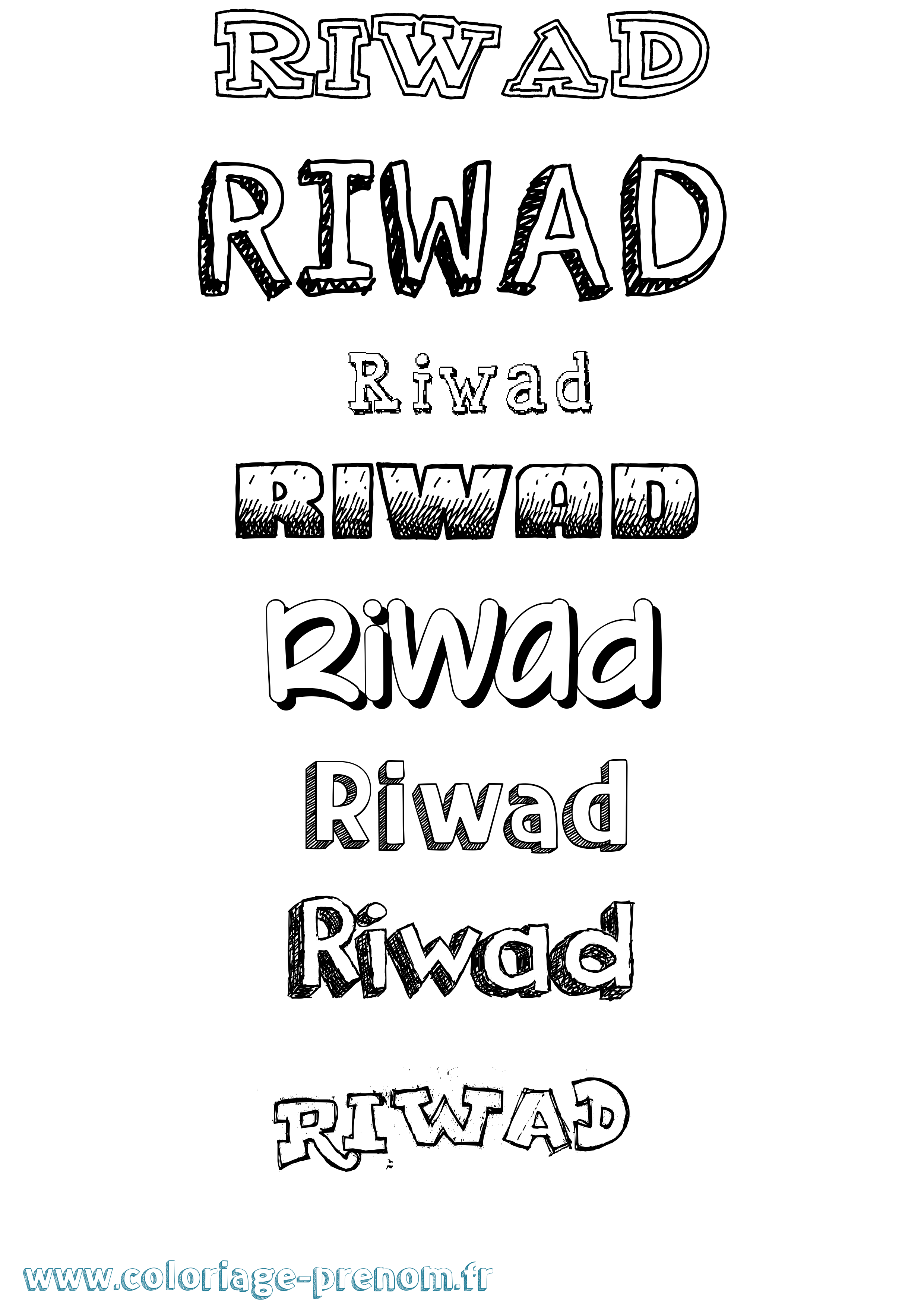 Coloriage Riwad Dessiné Coloriage prénom Riwad Dessiné