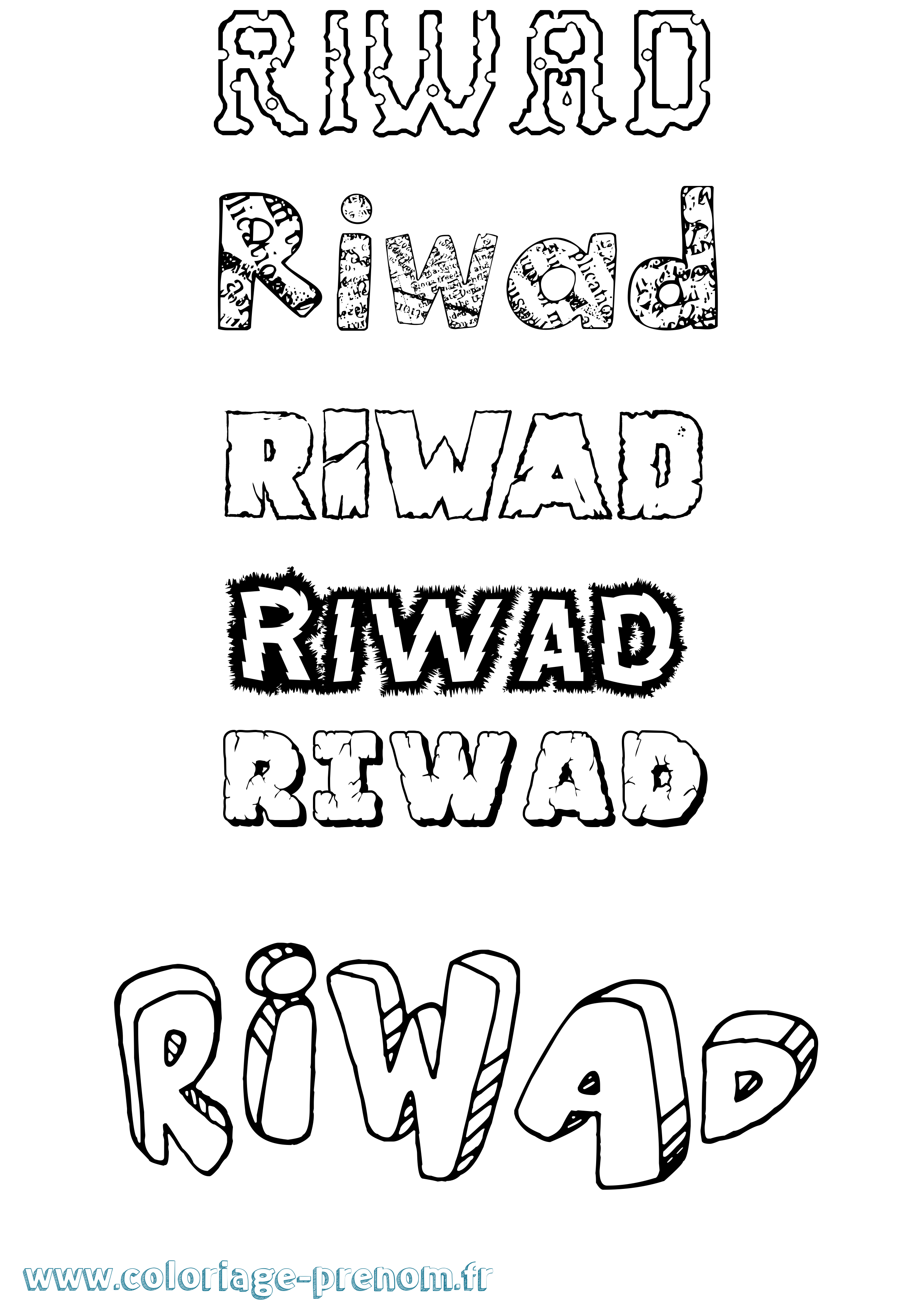 Coloriage Riwad Destructuré Coloriage prénom Riwad Destructuré