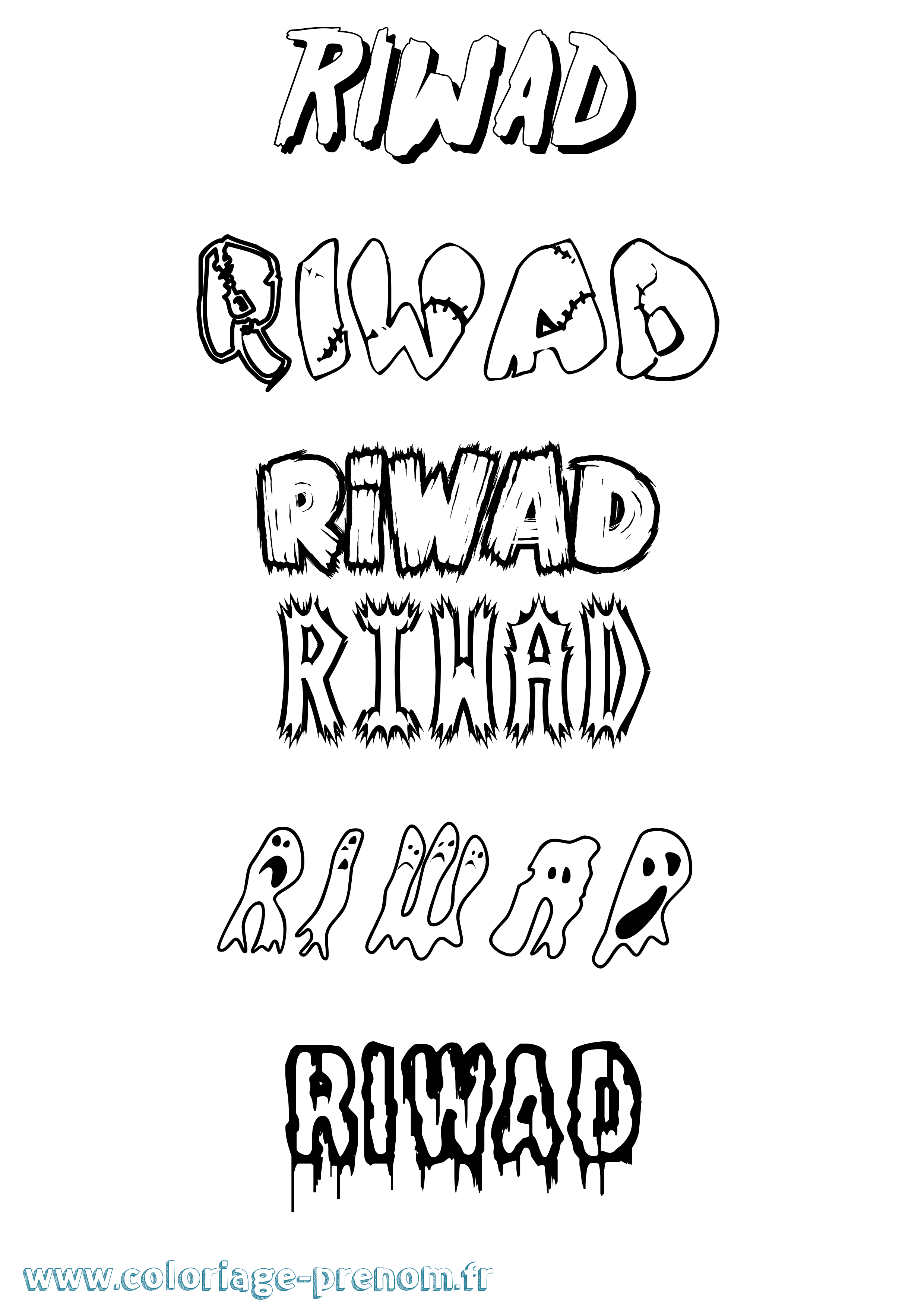 Coloriage Riwad Frisson Coloriage prénom Riwad Frisson
