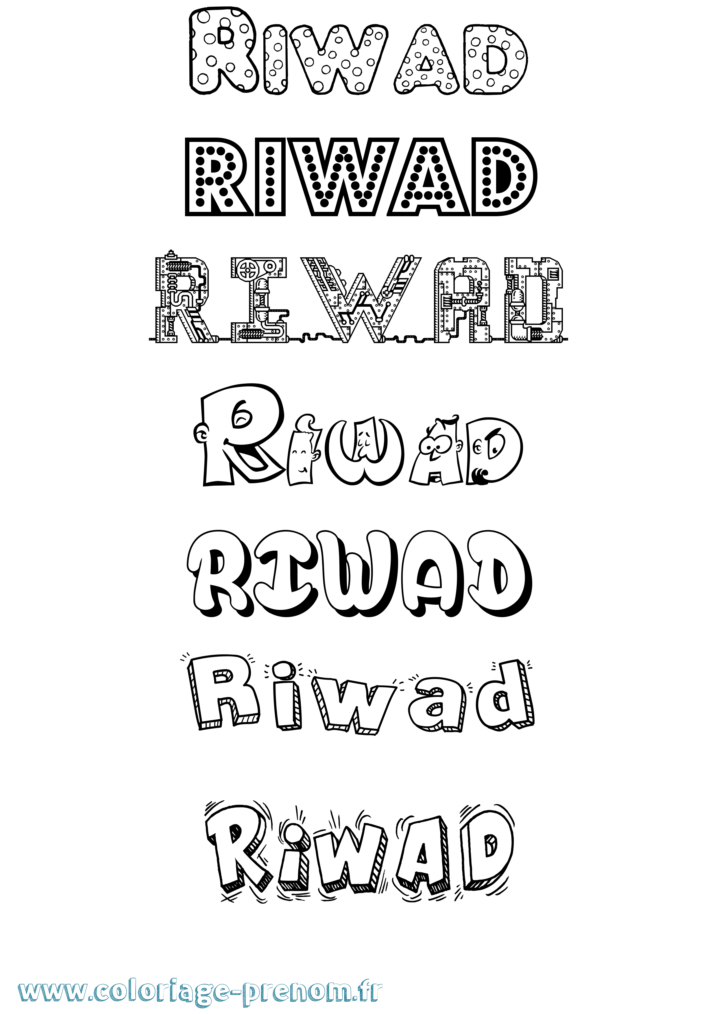 Coloriage Riwad Fun Coloriage prénom Riwad Fun