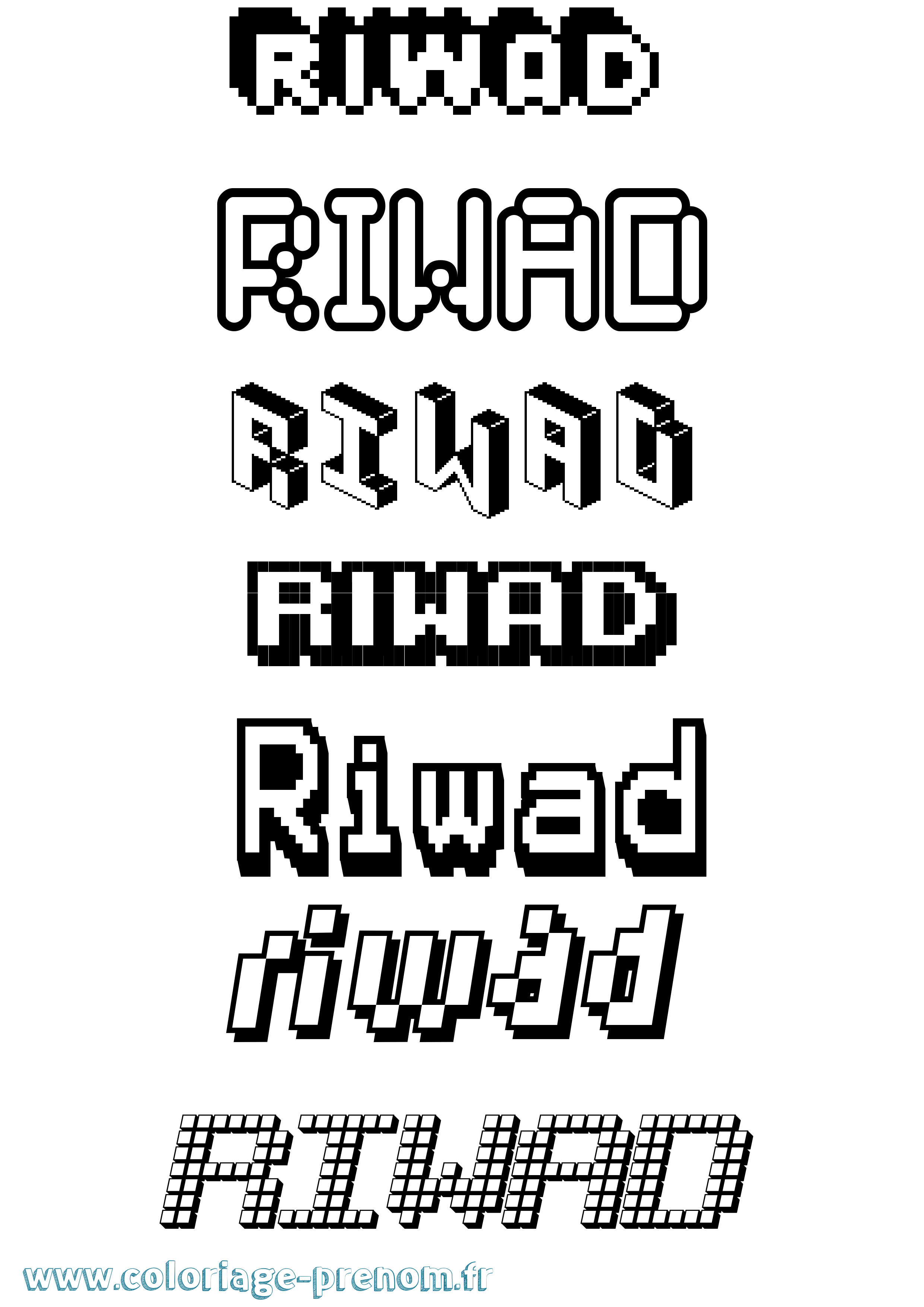 Coloriage Riwad Pixel Coloriage prénom Riwad Pixel