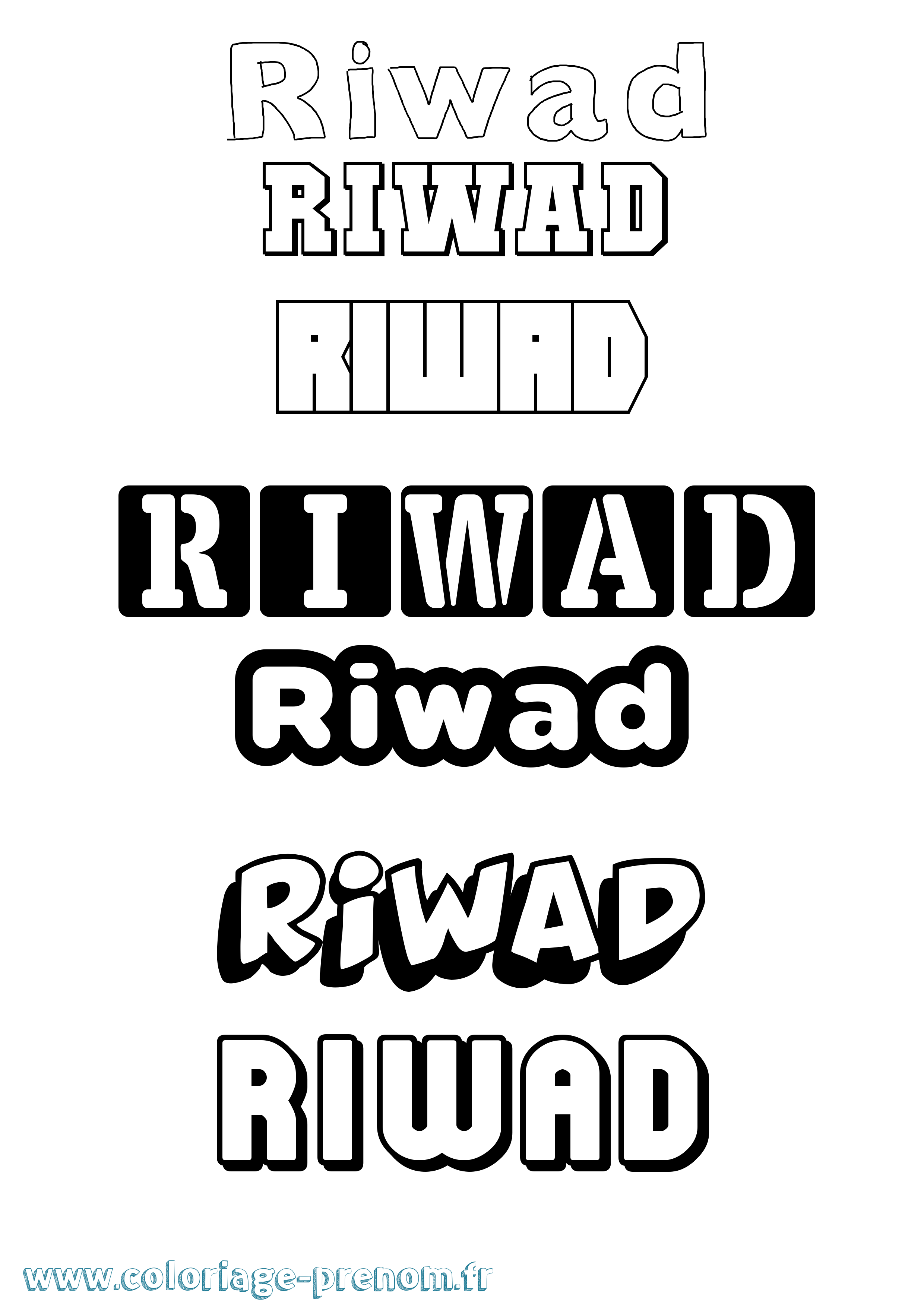 Coloriage Riwad Simple Coloriage prénom Riwad Simple