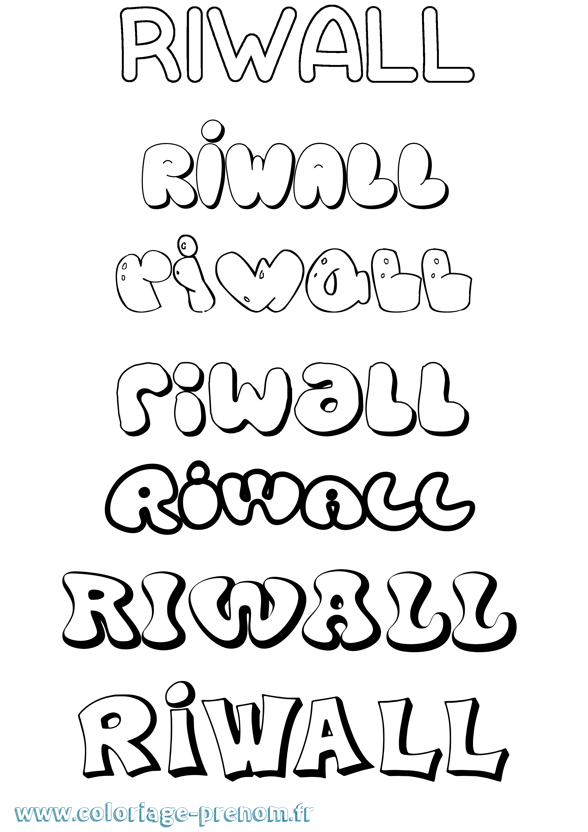Coloriage Riwall Bubble Coloriage prénom Riwall Bubble