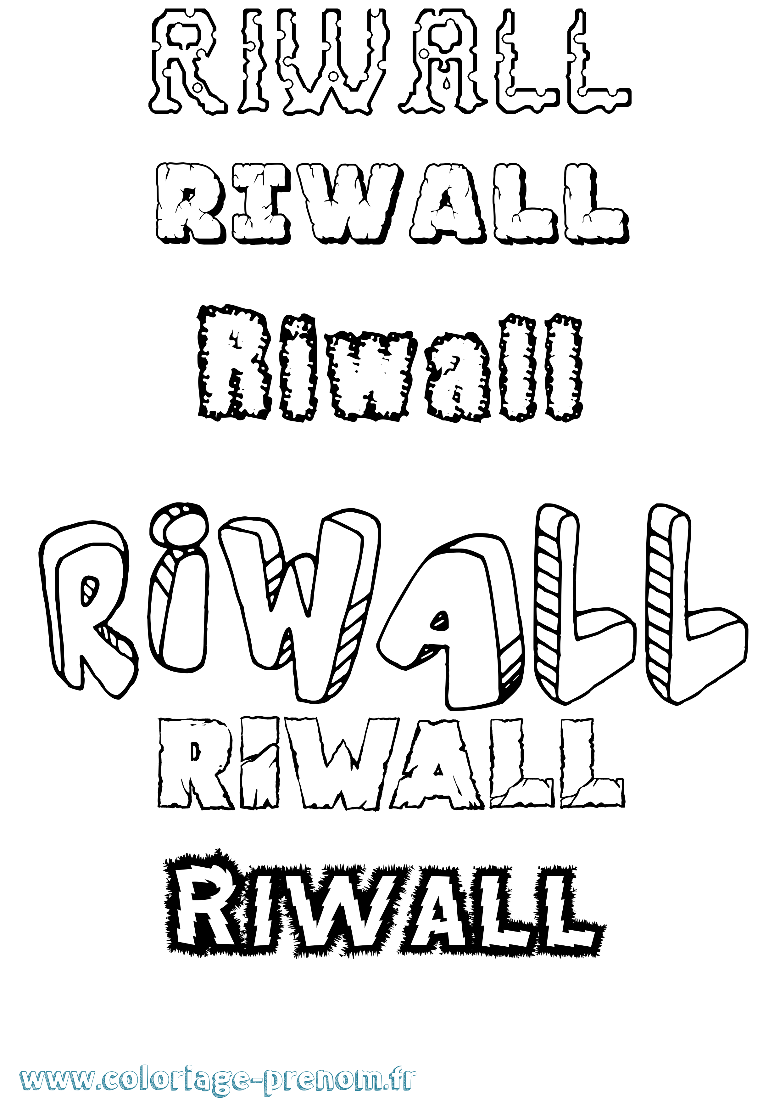 Coloriage Riwall Destructuré Coloriage prénom Riwall Destructuré