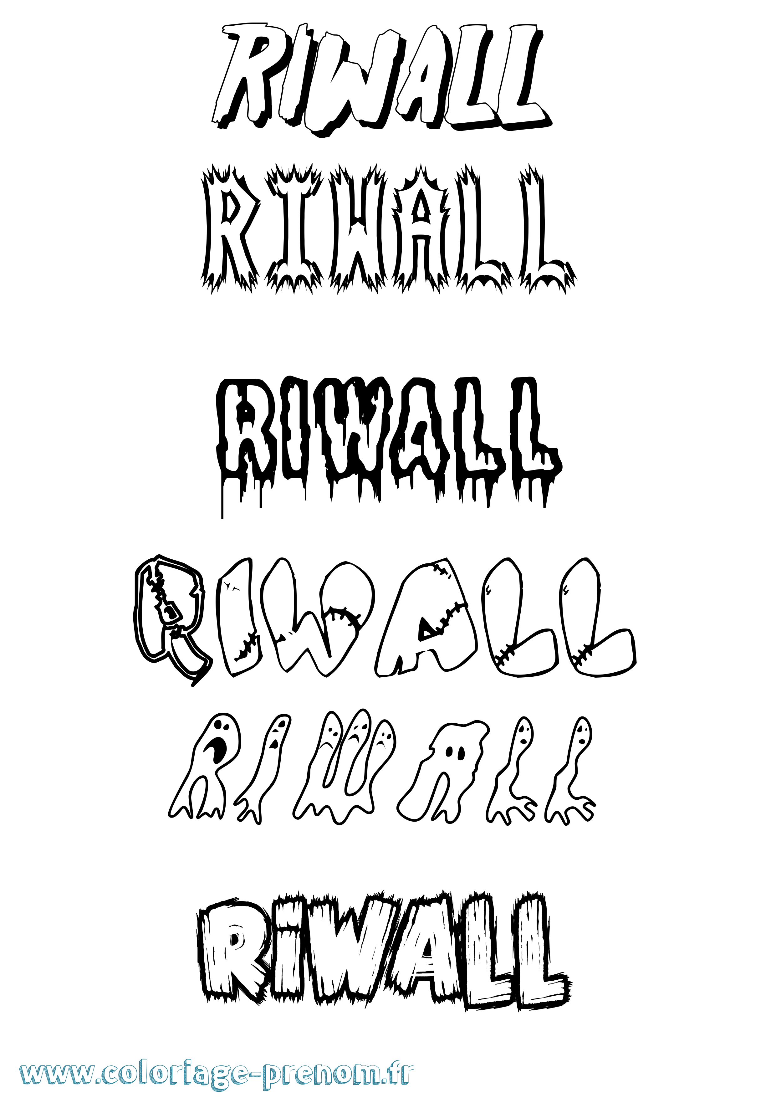 Coloriage Riwall Frisson Coloriage prénom Riwall Frisson