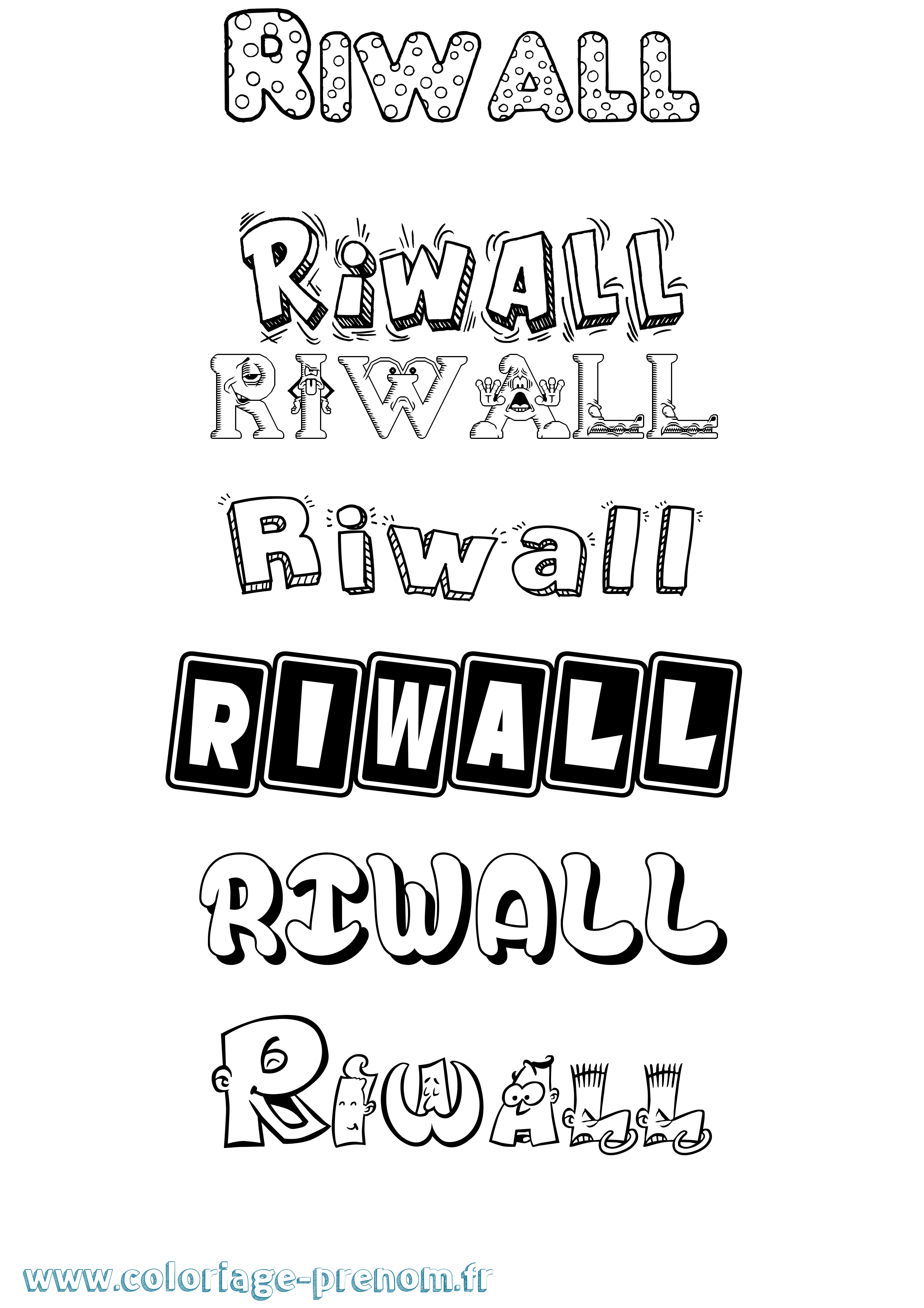 Coloriage Riwall Fun Coloriage prénom Riwall Fun