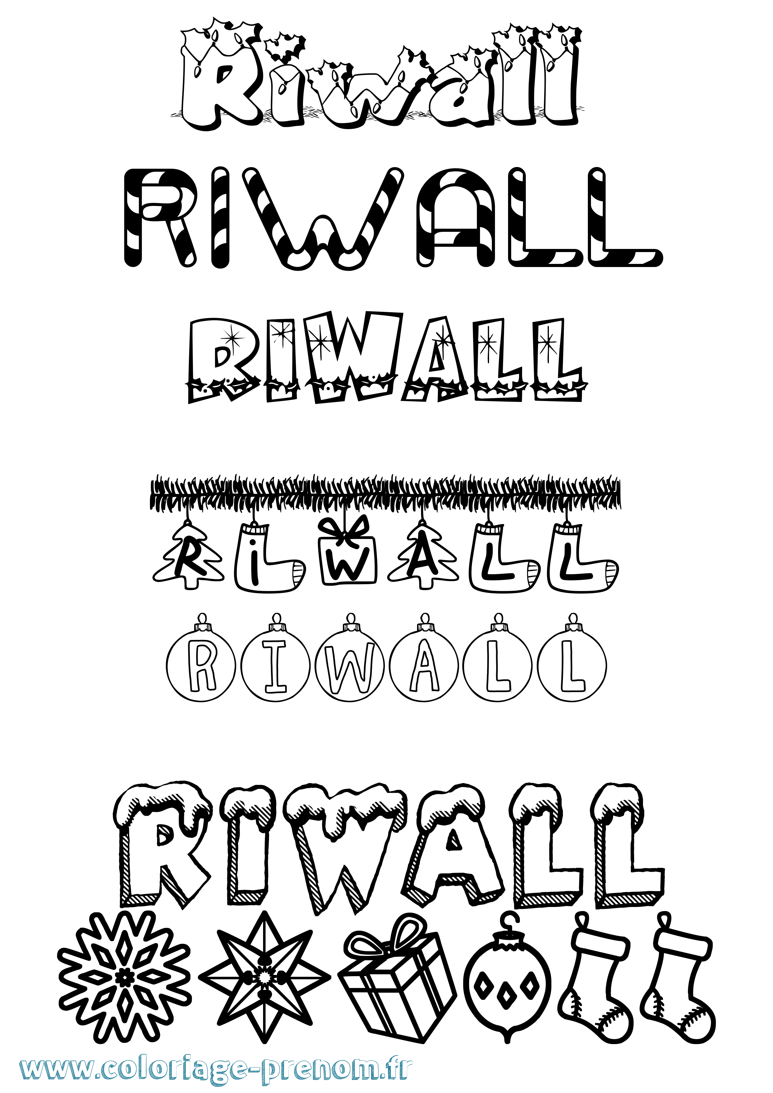 Coloriage Riwall Noël Coloriage prénom Riwall Noël