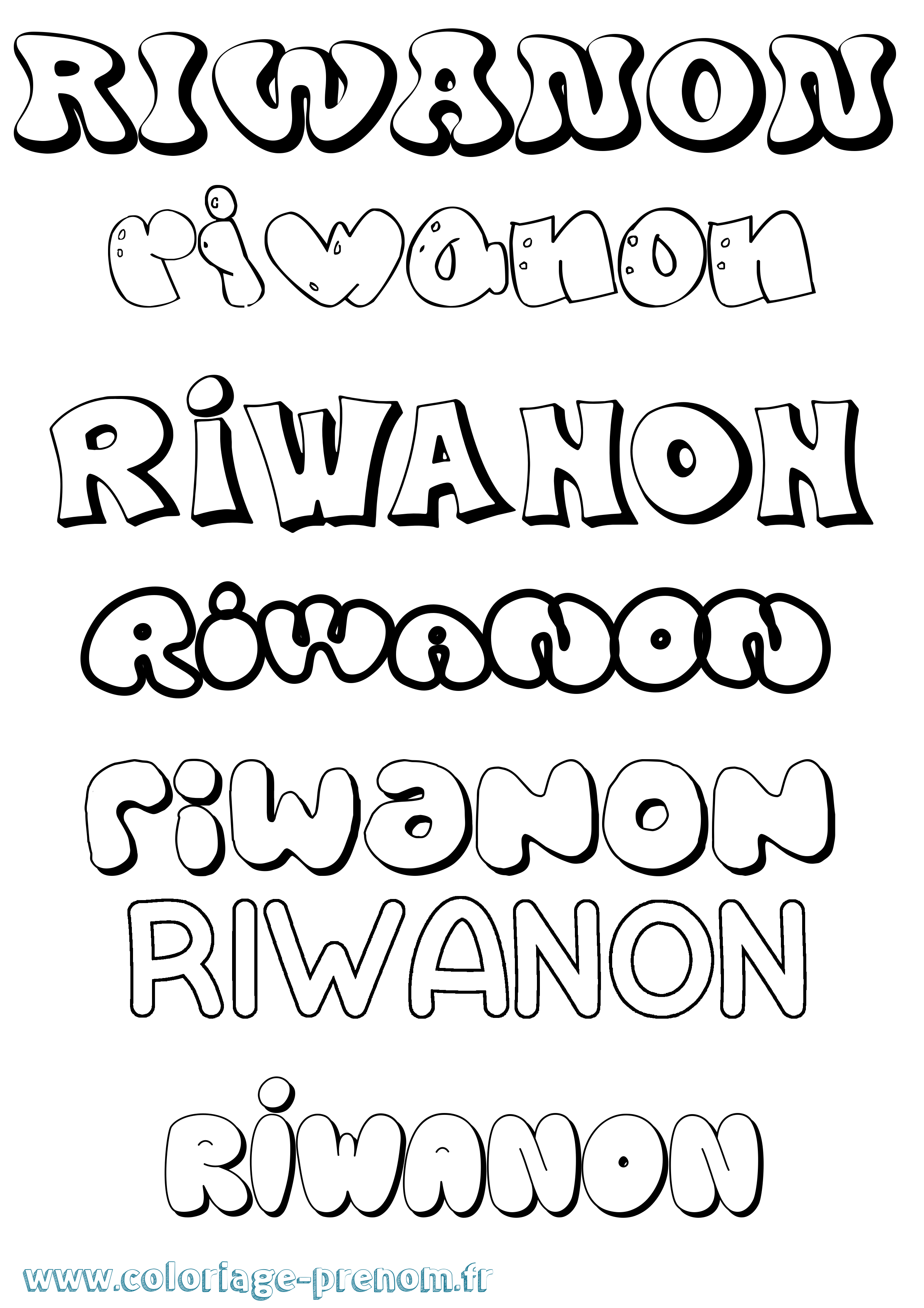 Coloriage Riwanon Bubble Coloriage prénom Riwanon Bubble