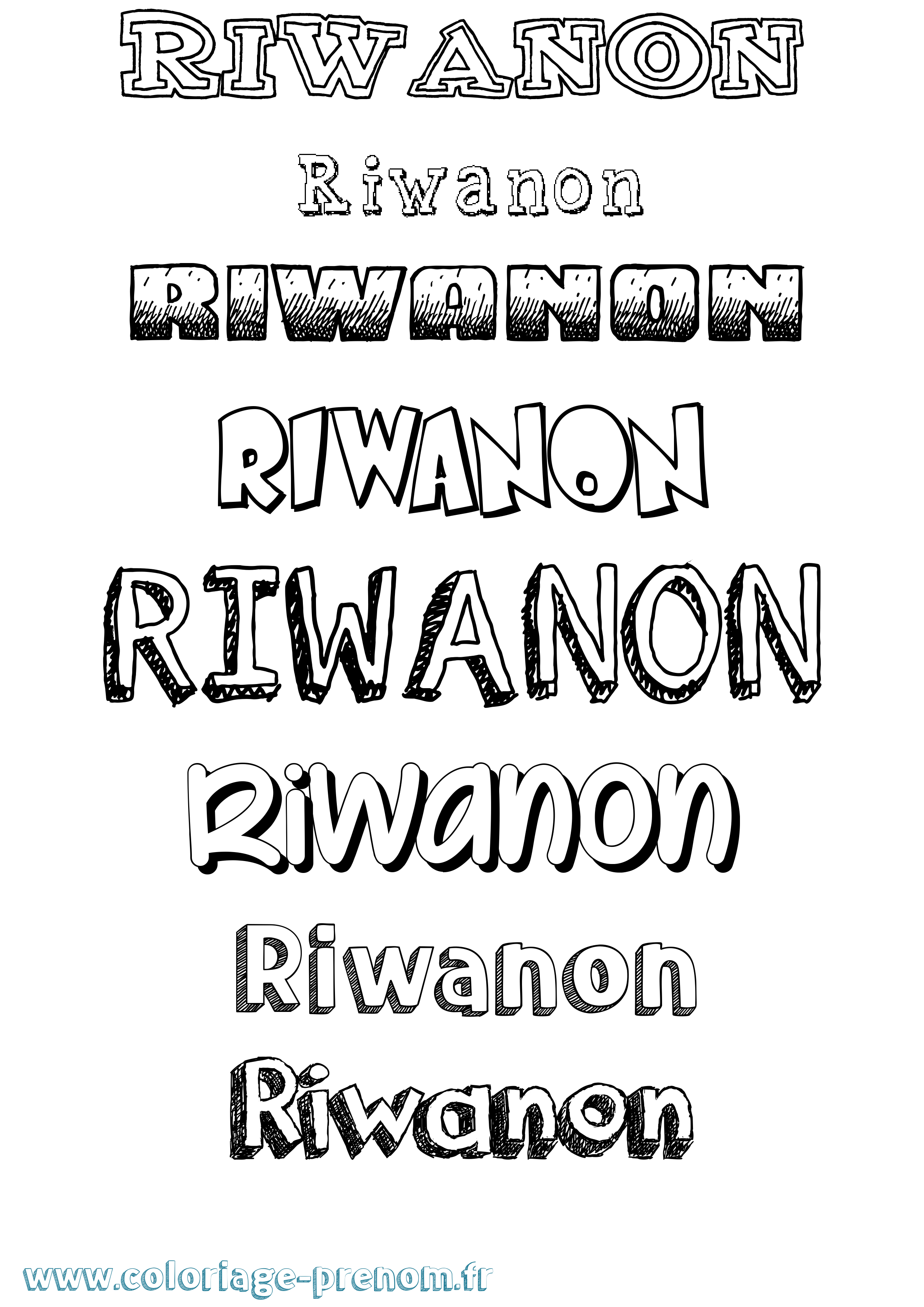 Coloriage Riwanon Dessiné Coloriage prénom Riwanon Dessiné