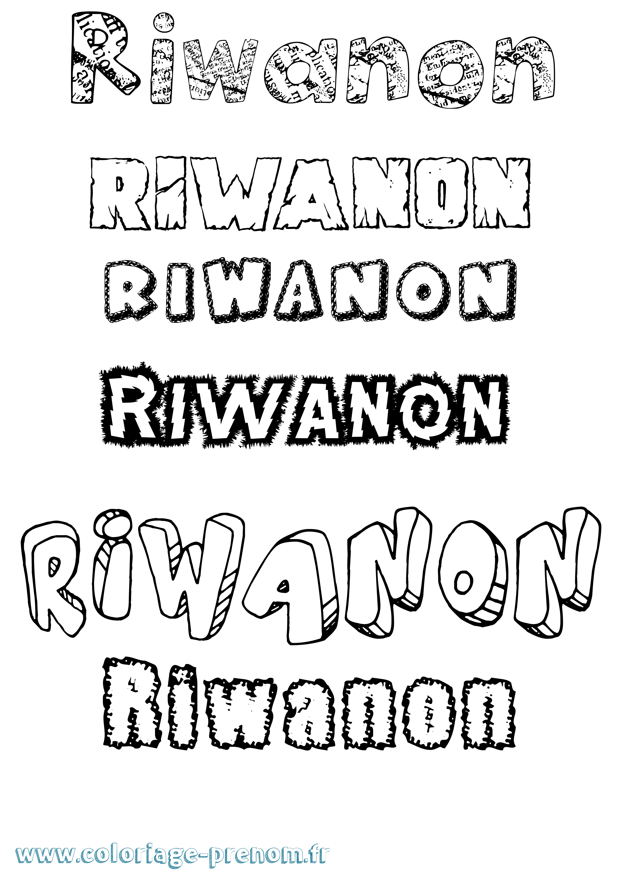 Coloriage Riwanon Destructuré Coloriage prénom Riwanon Destructuré
