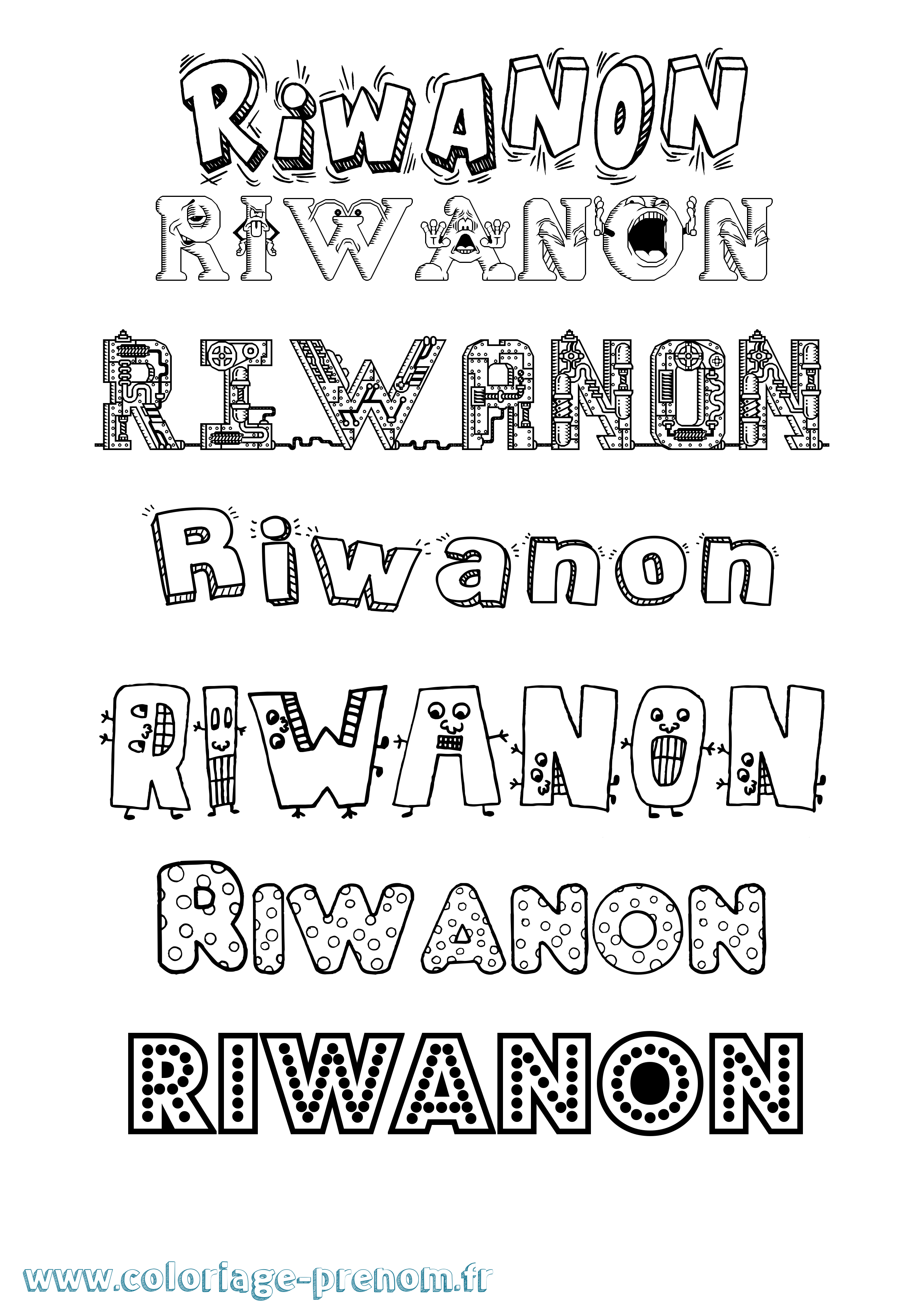 Coloriage Riwanon Fun Coloriage prénom Riwanon Fun