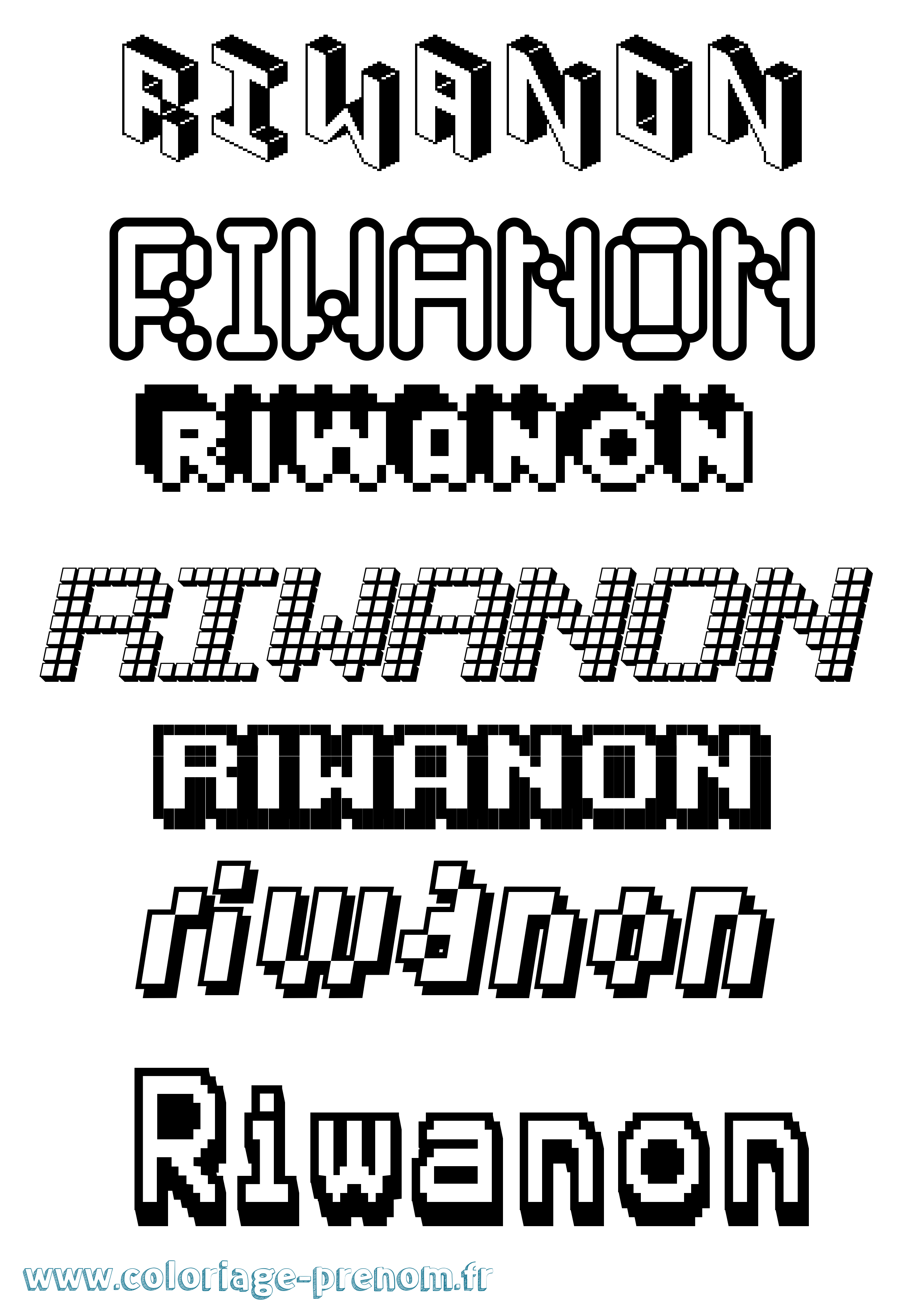 Coloriage Riwanon Pixel Coloriage prénom Riwanon Pixel