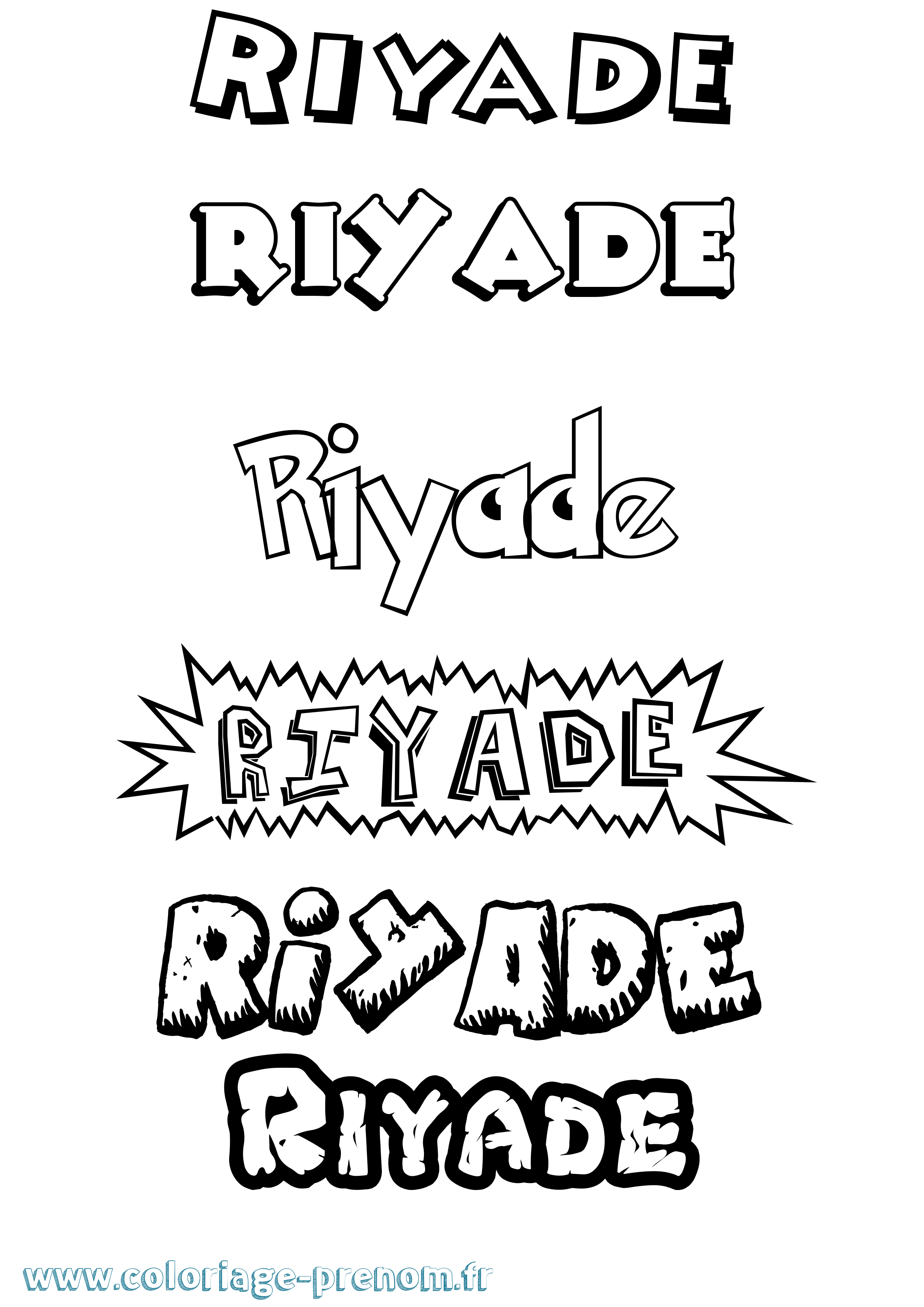 Coloriage Riyade Dessin Animé Coloriage prénom Riyade Dessin Animé