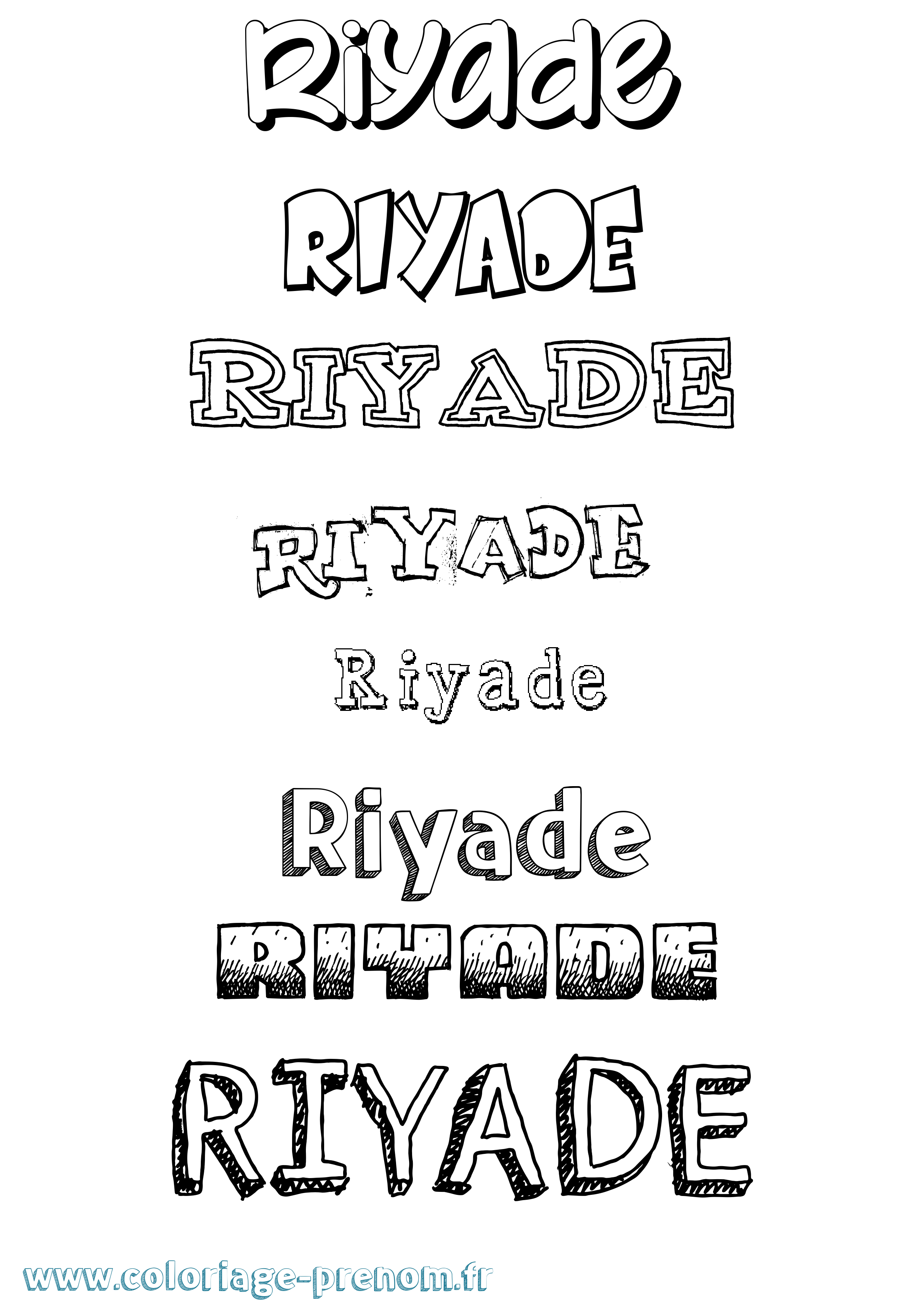 Coloriage Riyade Dessiné Coloriage prénom Riyade Dessiné