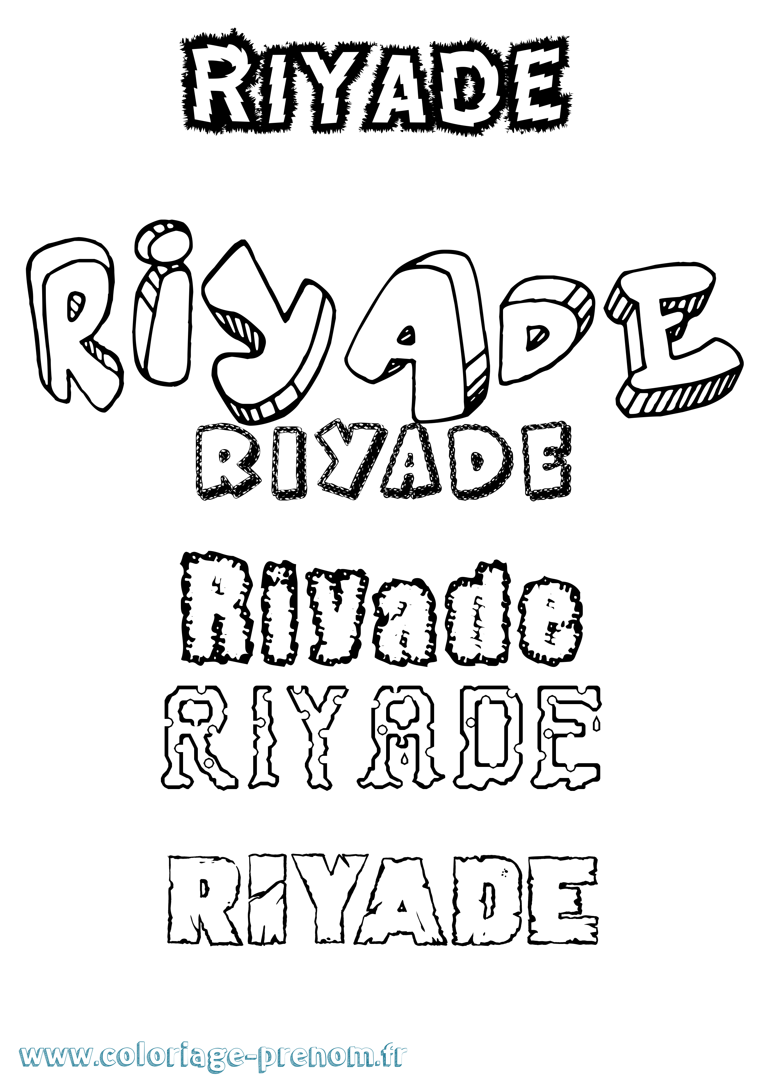 Coloriage Riyade Destructuré Coloriage prénom Riyade Destructuré