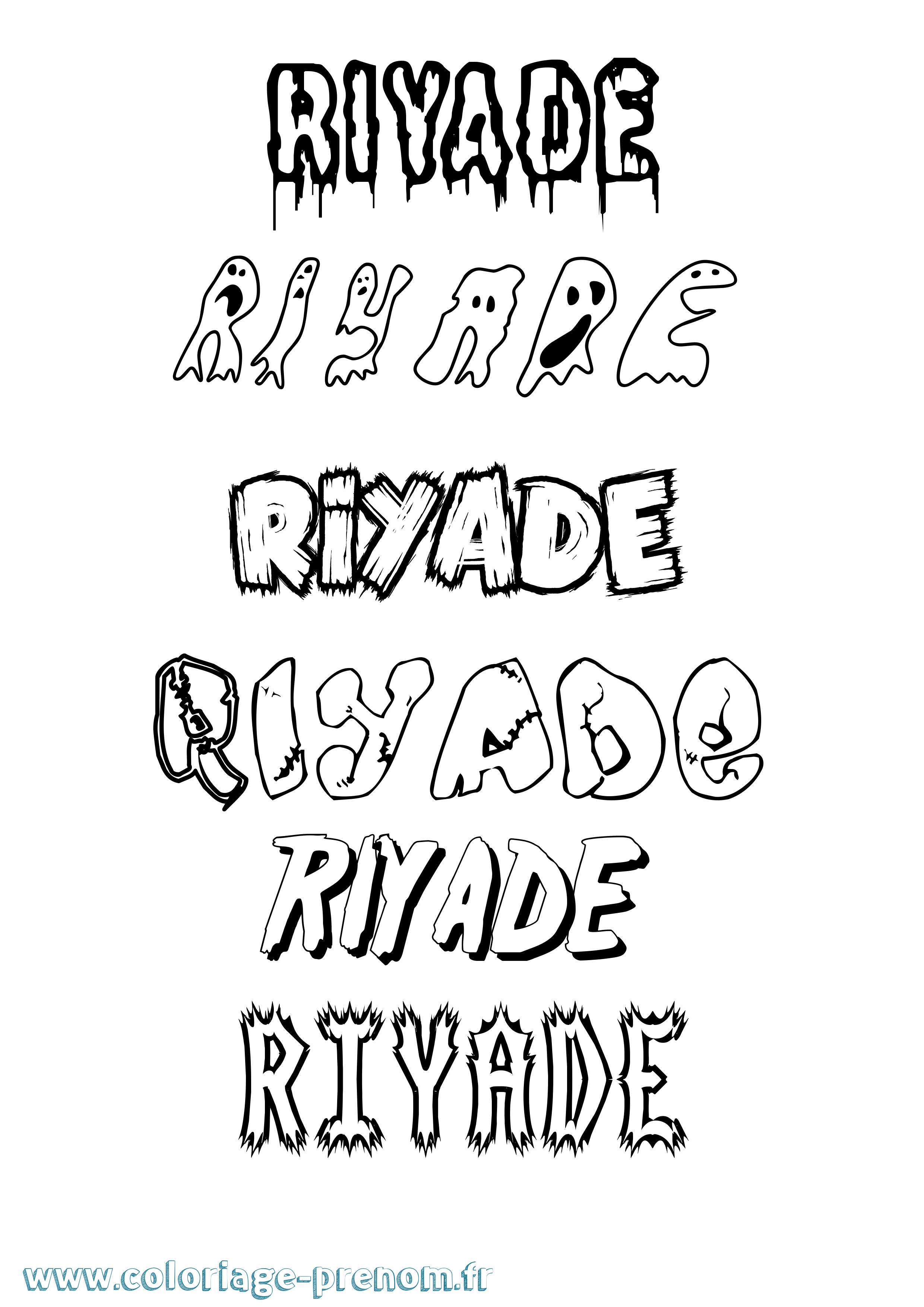 Coloriage Riyade Frisson Coloriage prénom Riyade Frisson