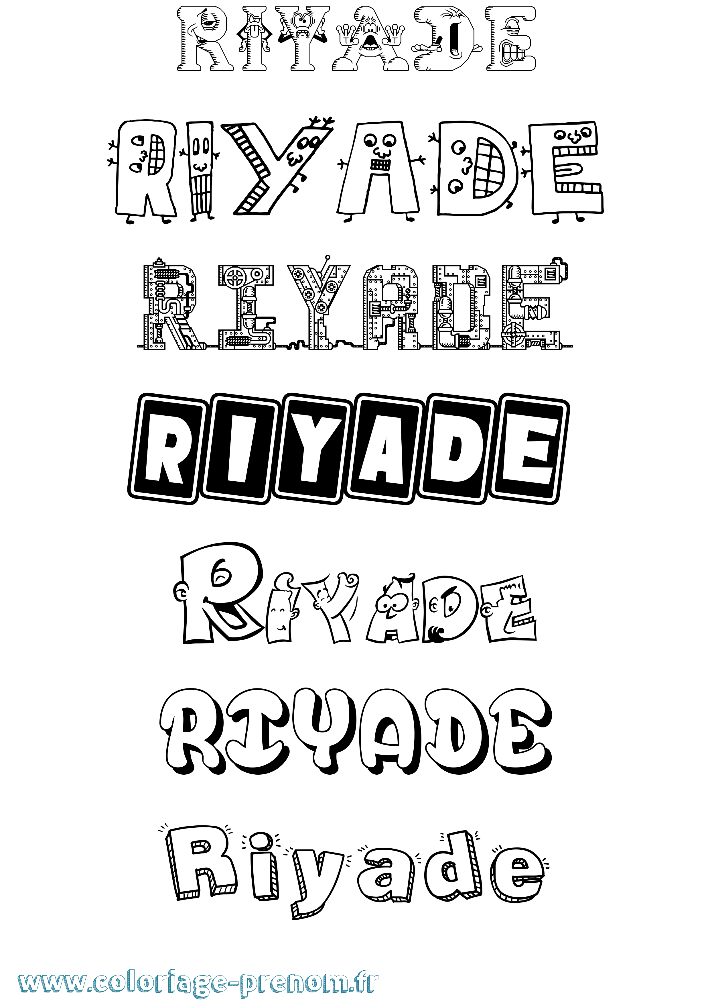 Coloriage Riyade Fun Coloriage prénom Riyade Fun