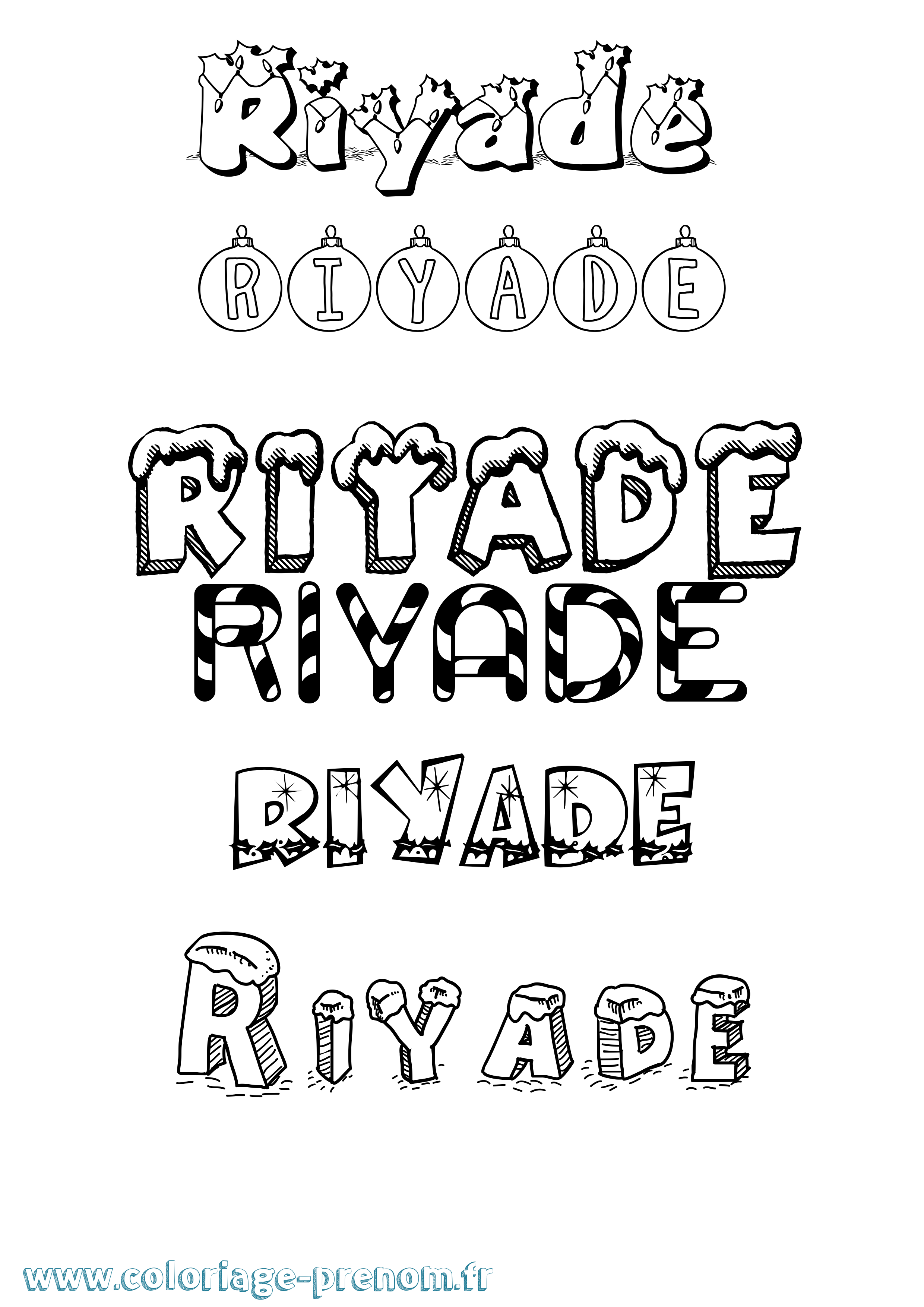 Coloriage Riyade Noël Coloriage prénom Riyade Noël
