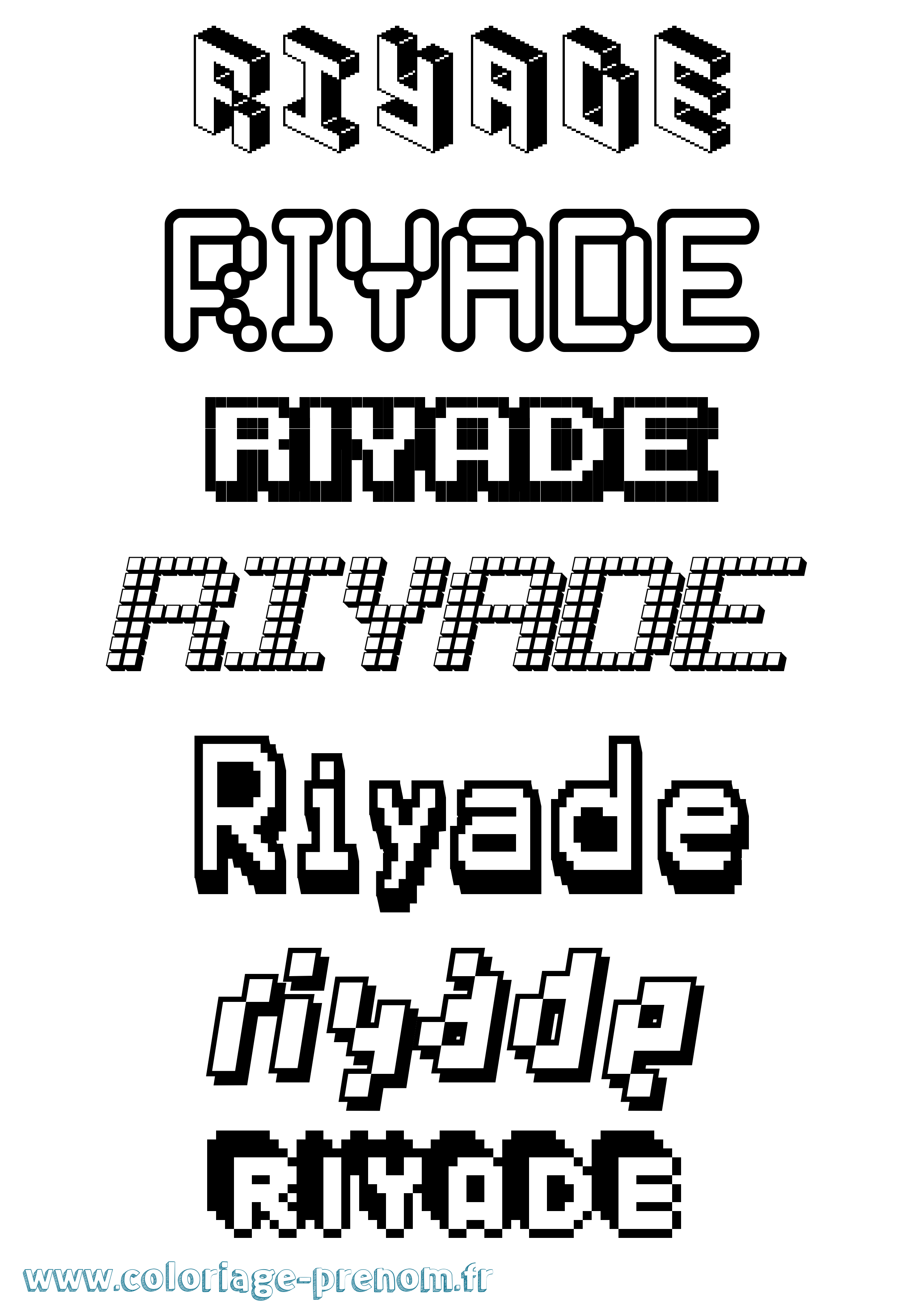 Coloriage Riyade Pixel Coloriage prénom Riyade Pixel