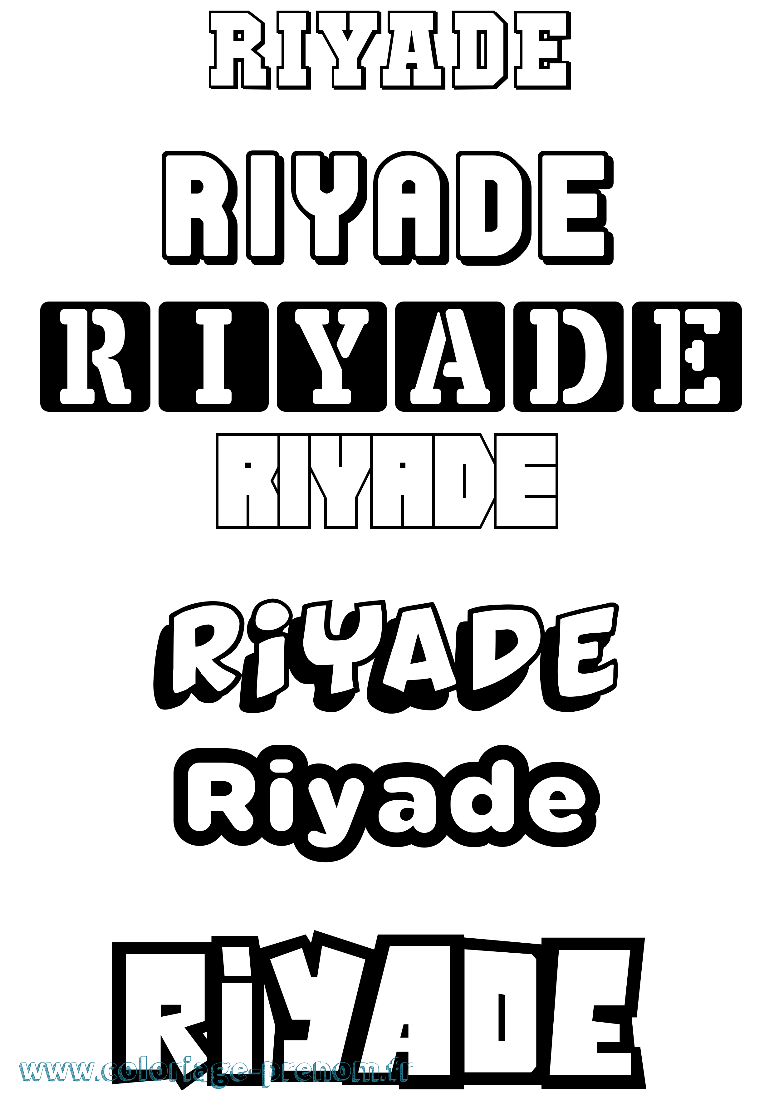 Coloriage Riyade Simple Coloriage prénom Riyade Simple