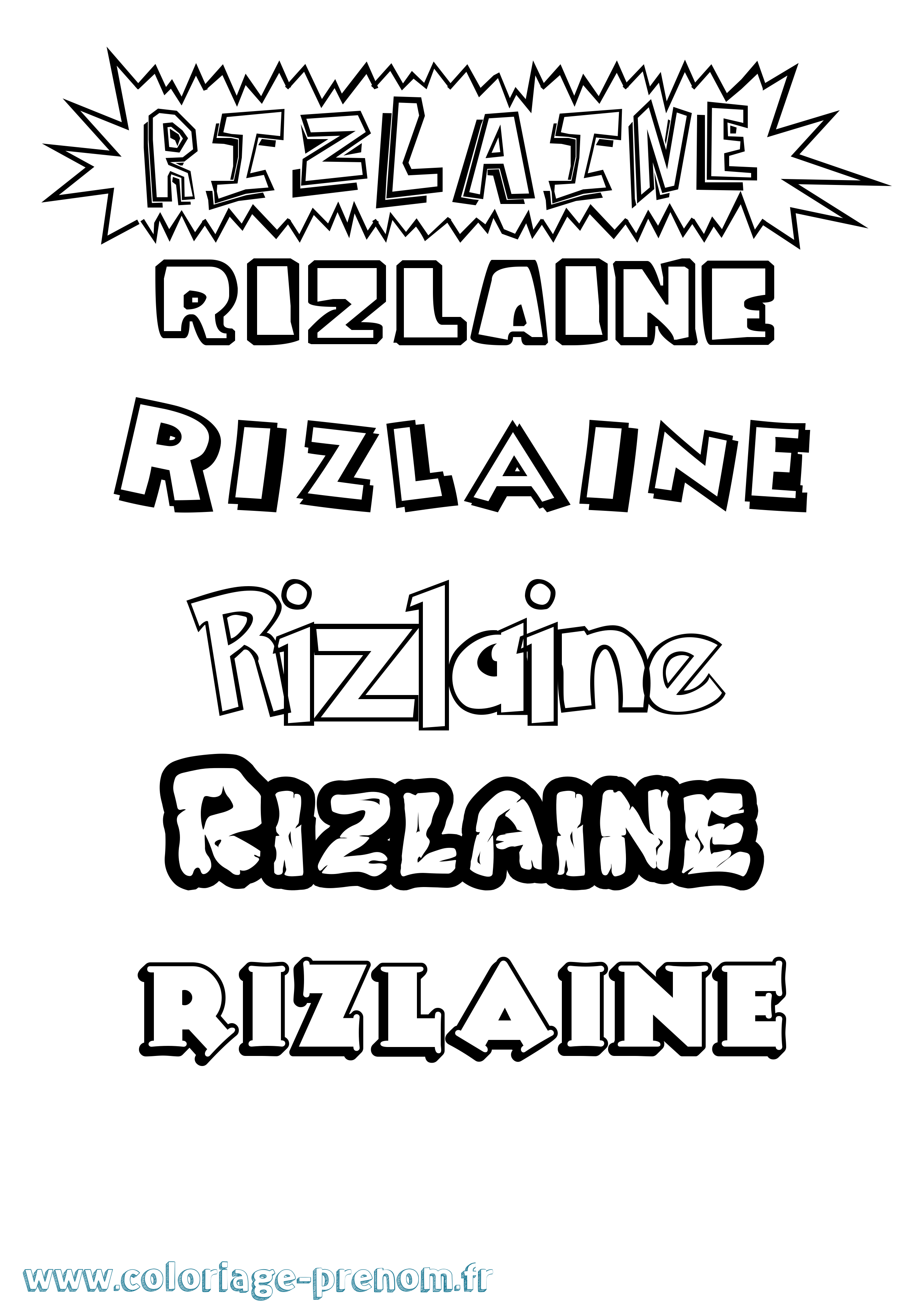 Coloriage Rizlaine Dessin Animé Coloriage prénom Rizlaine Dessin Animé