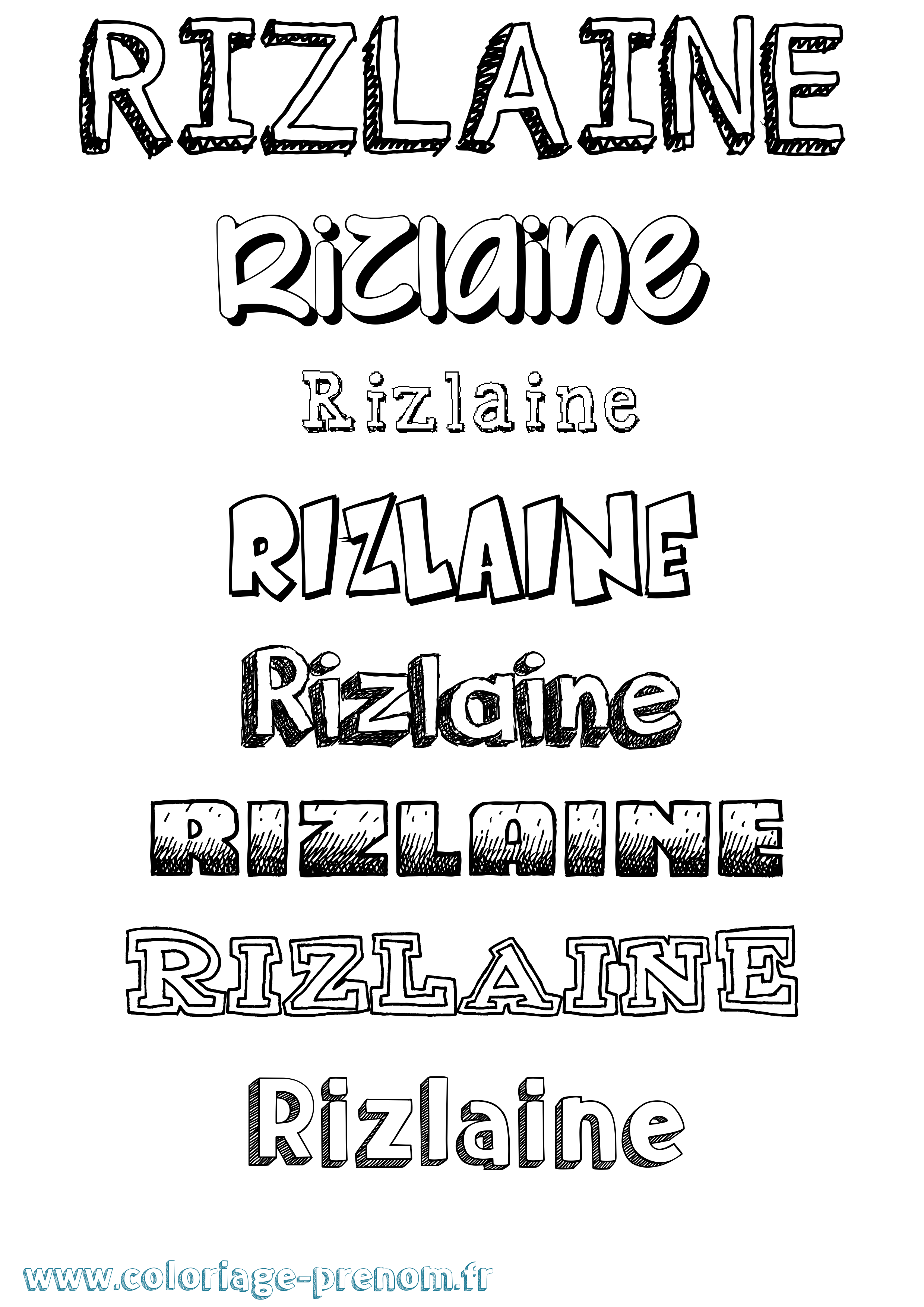 Coloriage Rizlaine Dessiné Coloriage prénom Rizlaine Dessiné